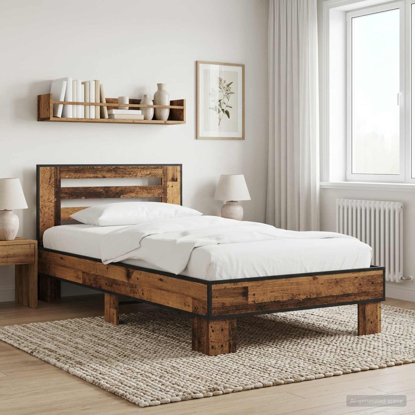 Bedframe met Hoofdeinde Oud hout 80 x 200 cm Bewerkt hout is nu te koop bij PeponiXL, paradijselijk wonen!