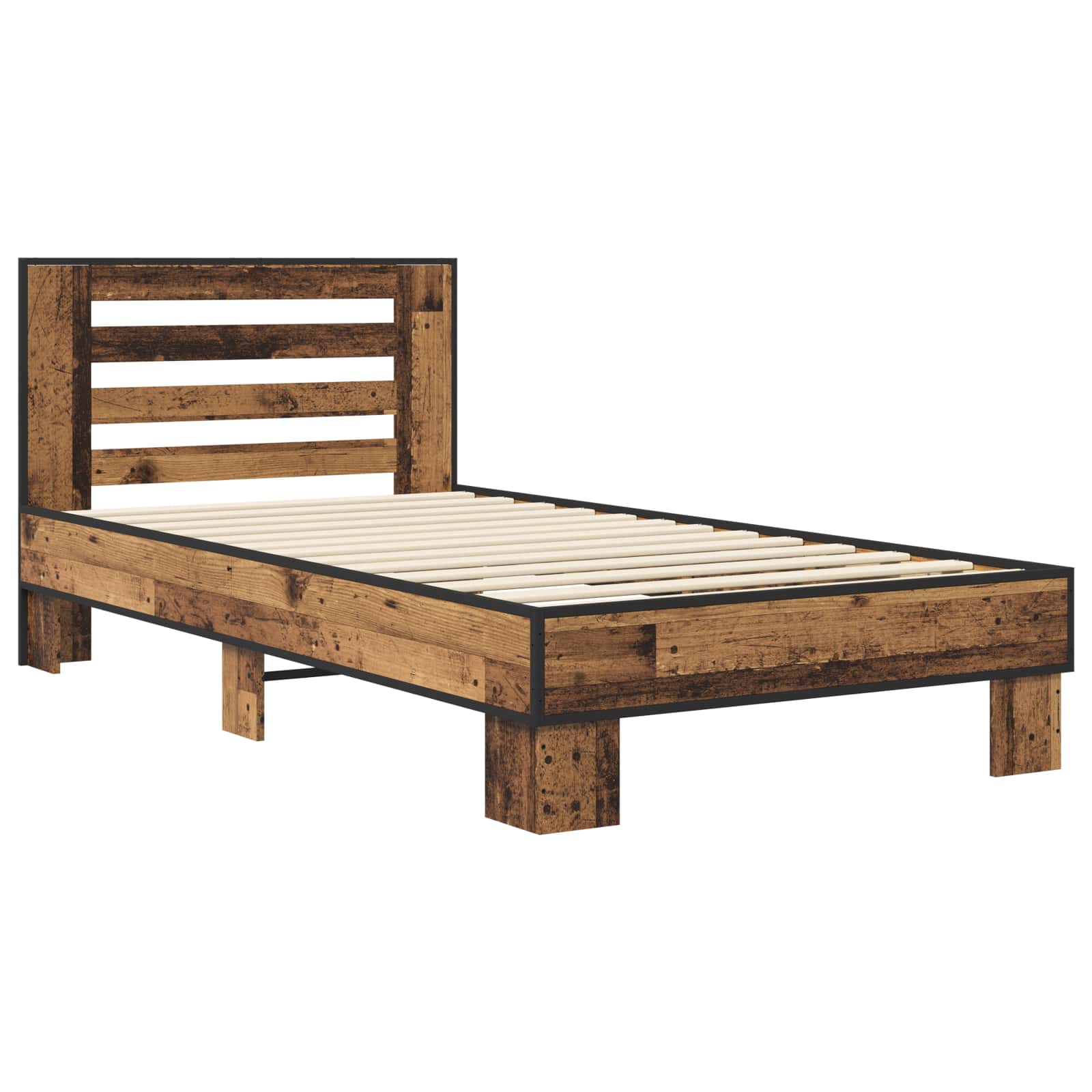 Bedframe met Hoofdeinde Oud hout 80 x 200 cm Bewerkt hout is nu te koop bij PeponiXL, paradijselijk wonen!