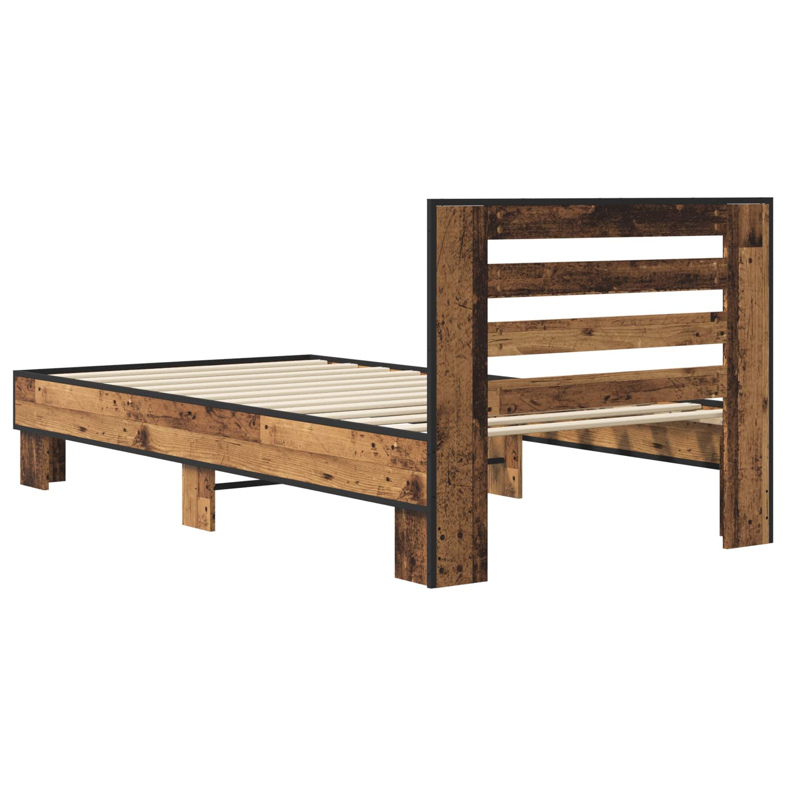Bedframe met Hoofdeinde Oud hout 80 x 200 cm Bewerkt hout is nu te koop bij PeponiXL, paradijselijk wonen!