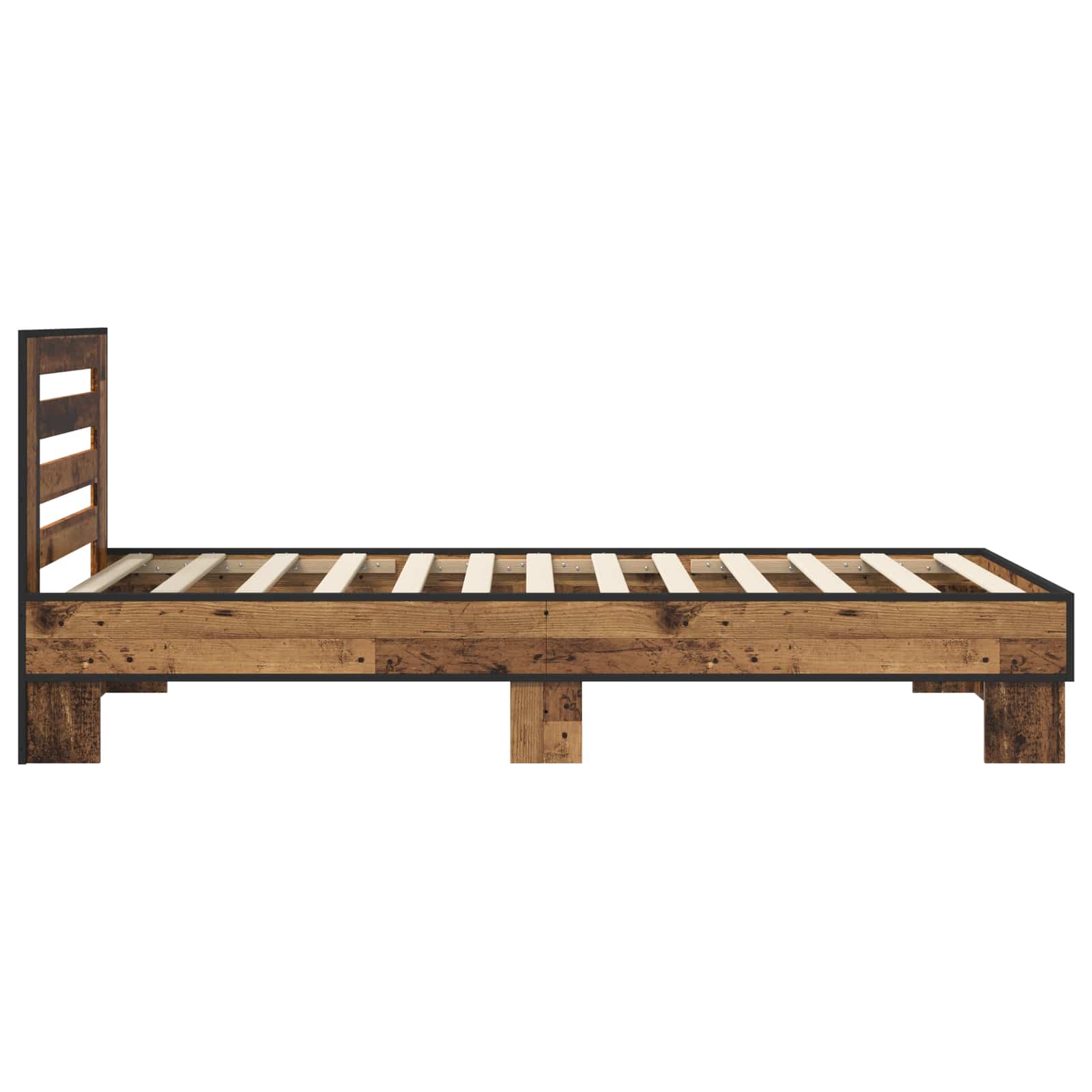 Bedframe met Hoofdeinde Oud hout 80 x 200 cm Bewerkt hout is nu te koop bij PeponiXL, paradijselijk wonen!