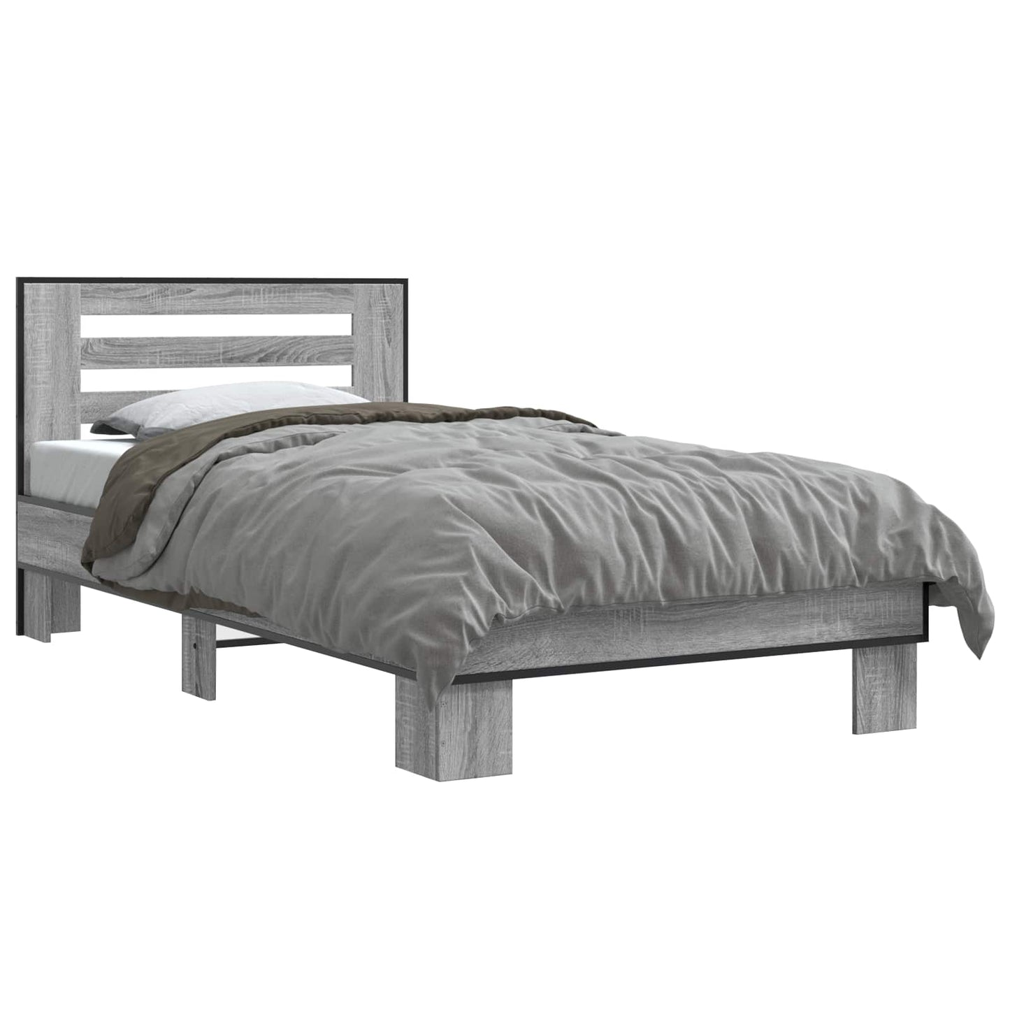 Bedframe met Hoofdeinde Grijs Sonoma 80 x 200 cm Bewerkt hout is nu te koop bij PeponiXL, paradijselijk wonen!
