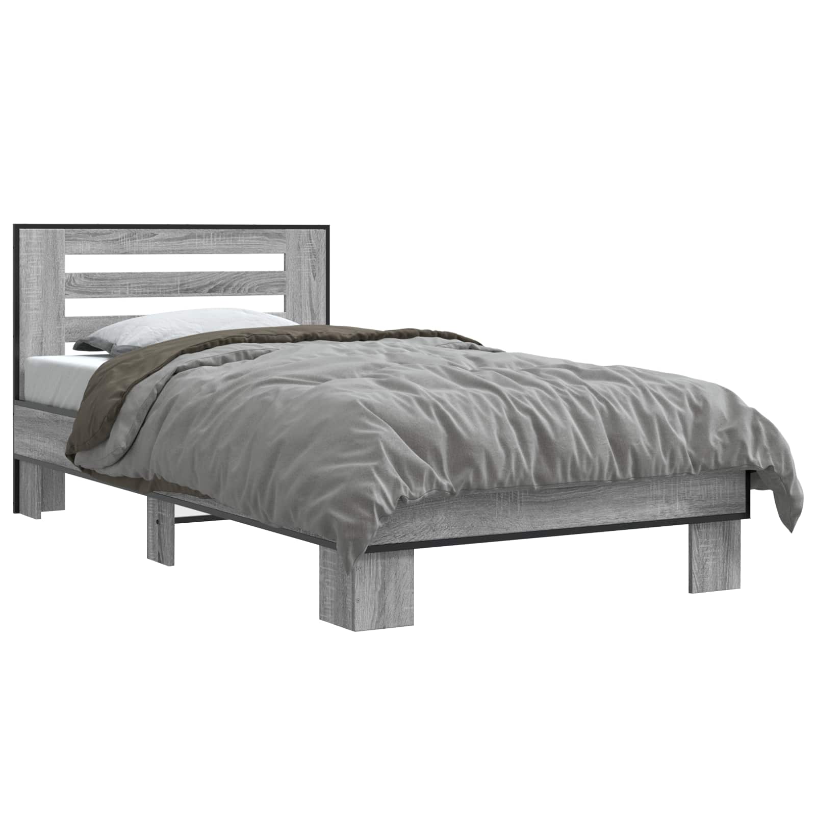 Bedframe met Hoofdeinde Grijs Sonoma 80 x 200 cm Bewerkt hout is nu te koop bij PeponiXL, paradijselijk wonen!