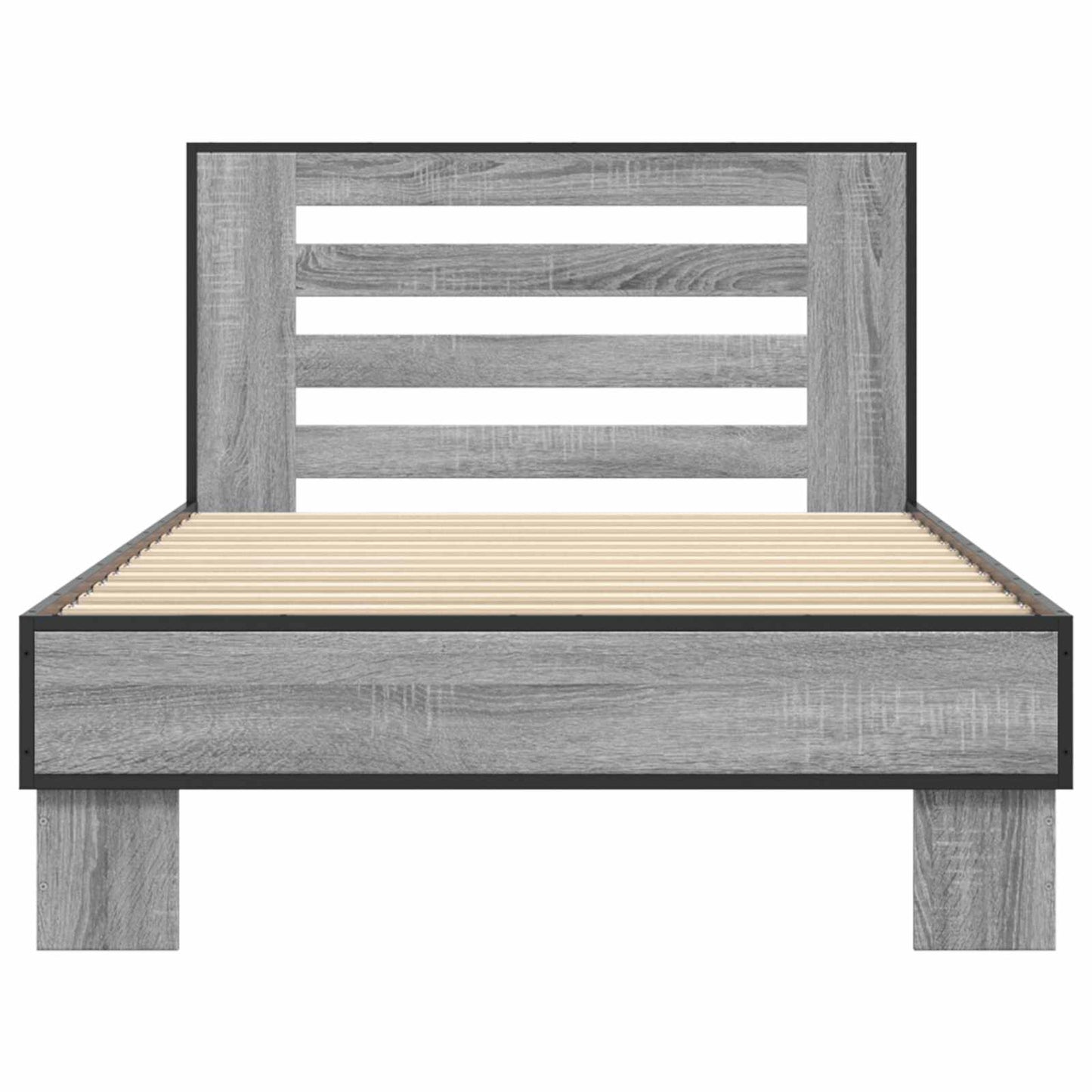 Bedframe met Hoofdeinde Grijs Sonoma 80 x 200 cm Bewerkt hout is nu te koop bij PeponiXL, paradijselijk wonen!