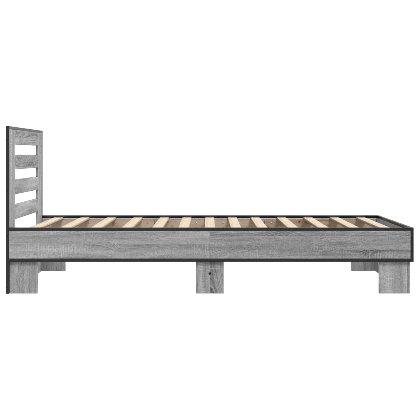 Bedframe met Hoofdeinde Grijs Sonoma 80 x 200 cm Bewerkt hout is nu te koop bij PeponiXL, paradijselijk wonen!