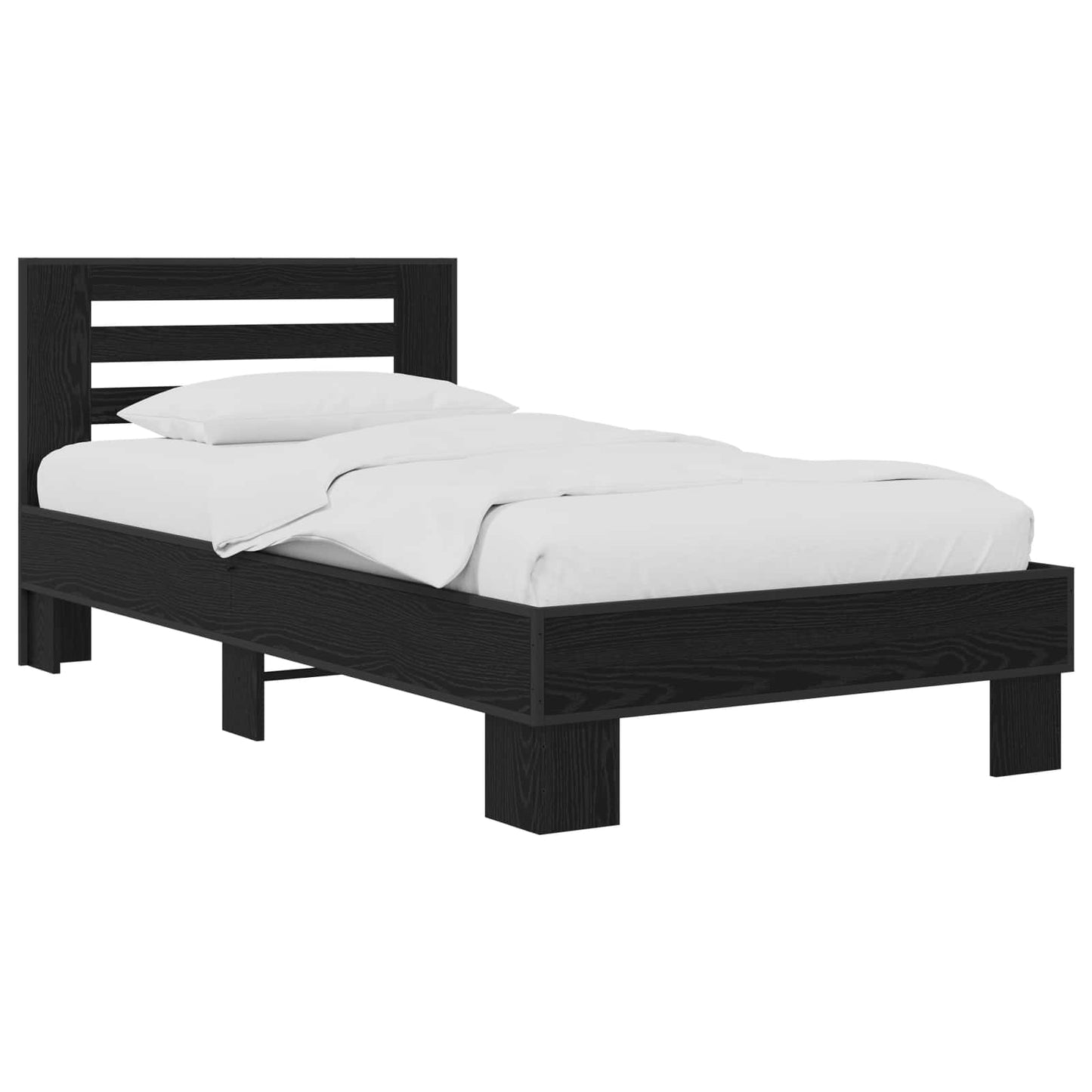 Bedframe met Hoofdeinde Zwart eiken 80 x 200 cm Bewerkt hout is nu te koop bij PeponiXL, paradijselijk wonen!