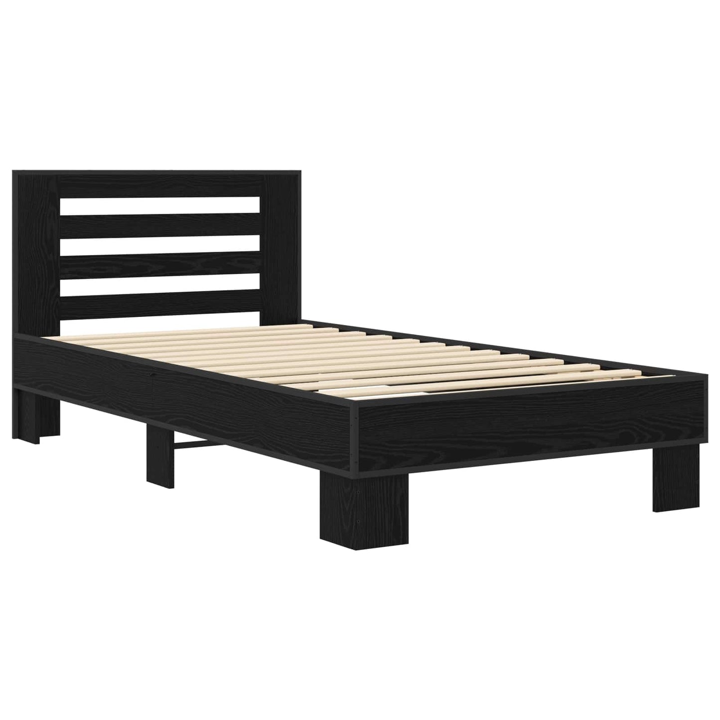 Bedframe met Hoofdeinde Zwart eiken 80 x 200 cm Bewerkt hout is nu te koop bij PeponiXL, paradijselijk wonen!