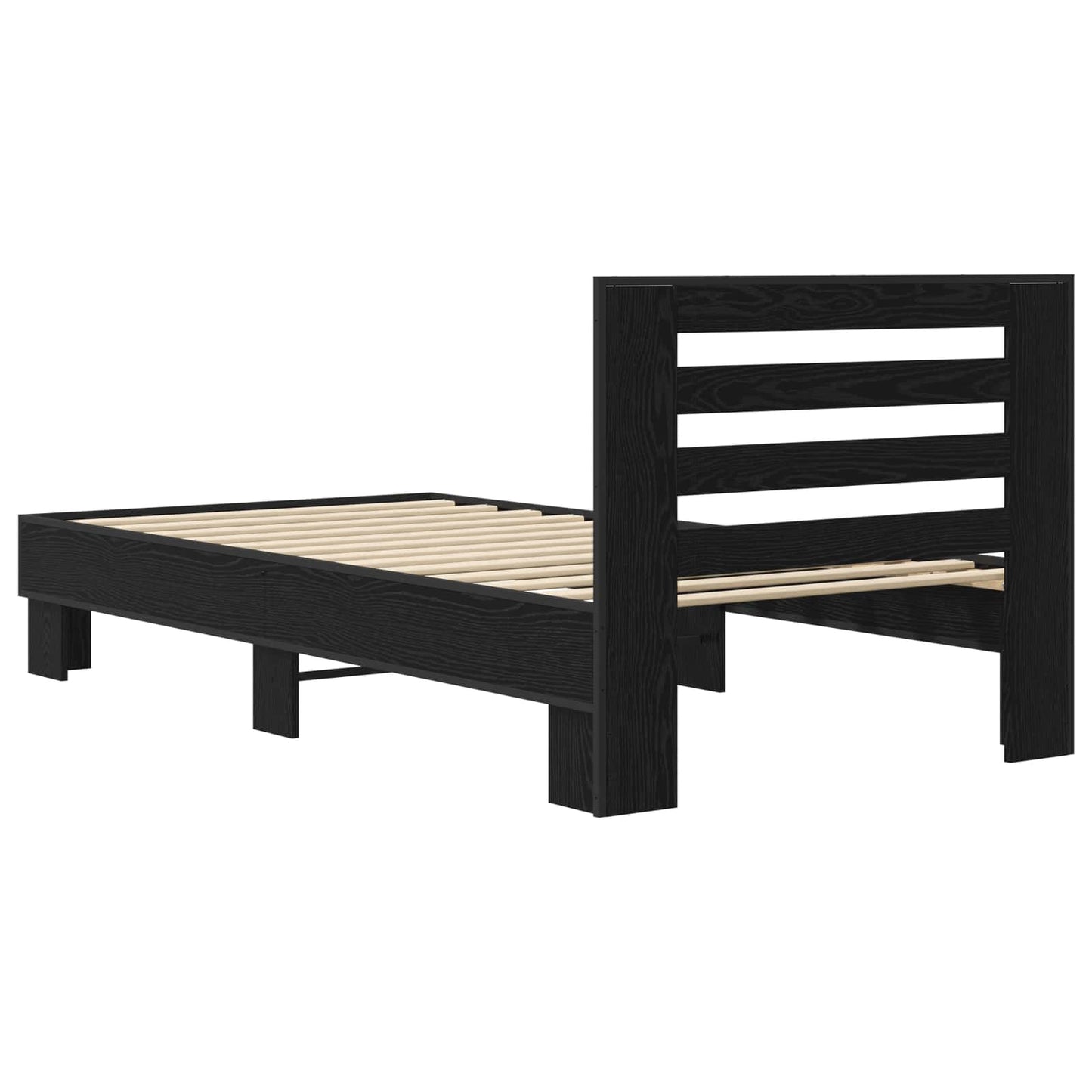 Bedframe met Hoofdeinde Zwart eiken 80 x 200 cm Bewerkt hout is nu te koop bij PeponiXL, paradijselijk wonen!