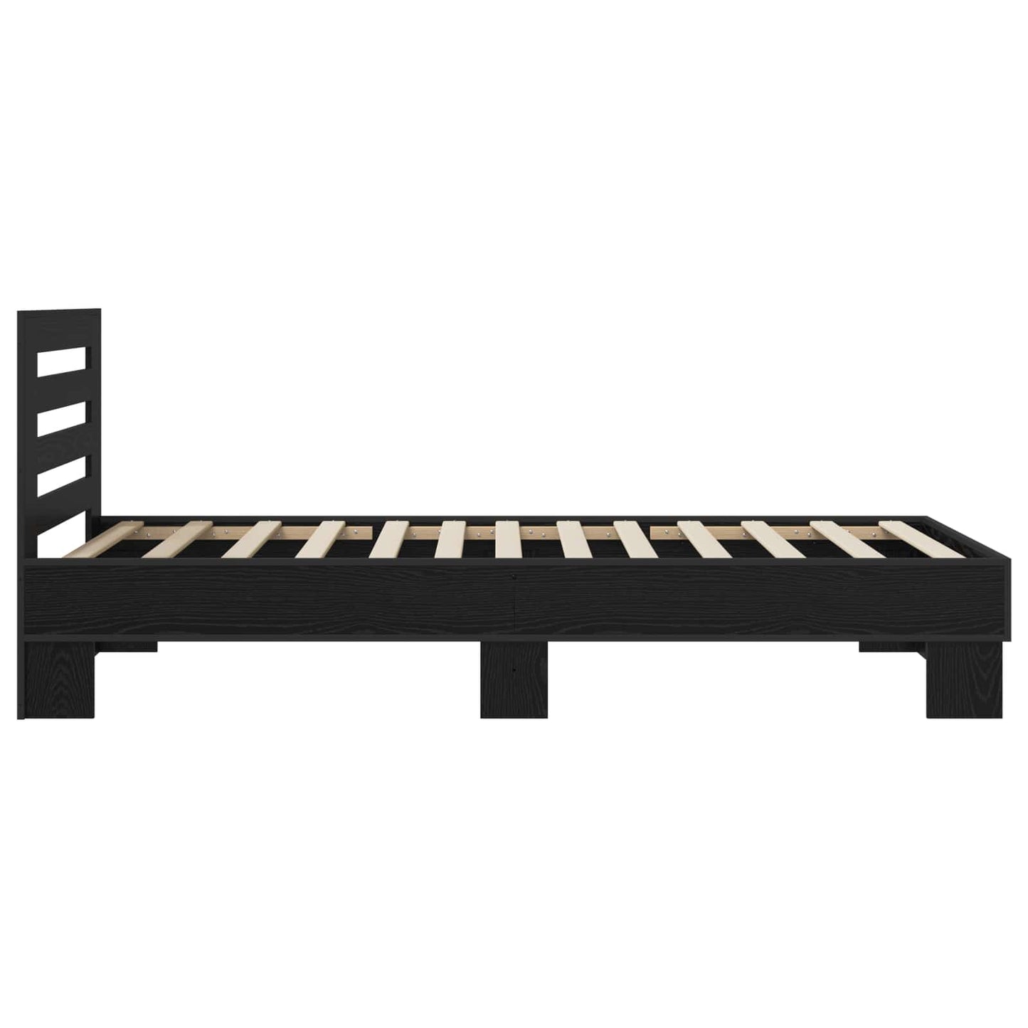 Bedframe met Hoofdeinde Zwart eiken 80 x 200 cm Bewerkt hout is nu te koop bij PeponiXL, paradijselijk wonen!