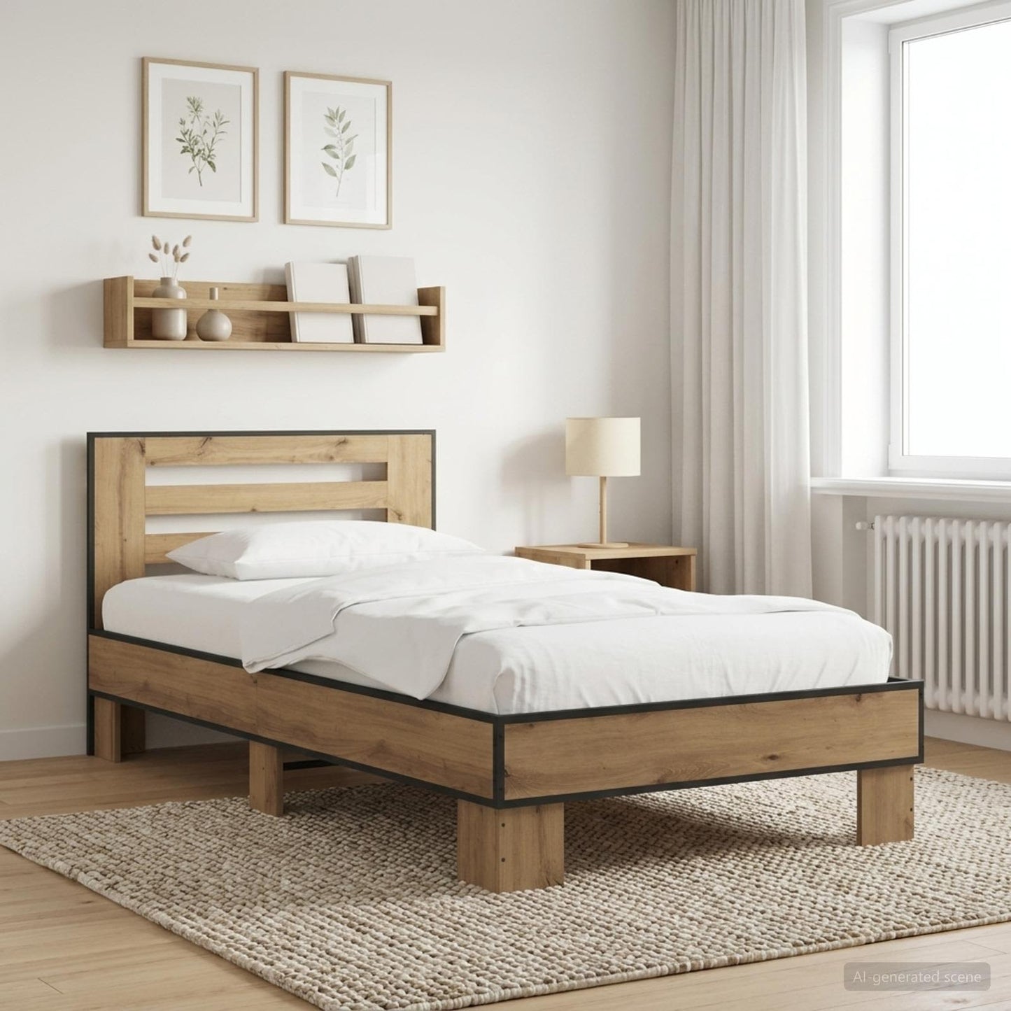 Bedframe met Hoofdeinde Artisanaal eiken 80 x 200 cm is nu te koop bij PeponiXL, paradijselijk wonen!