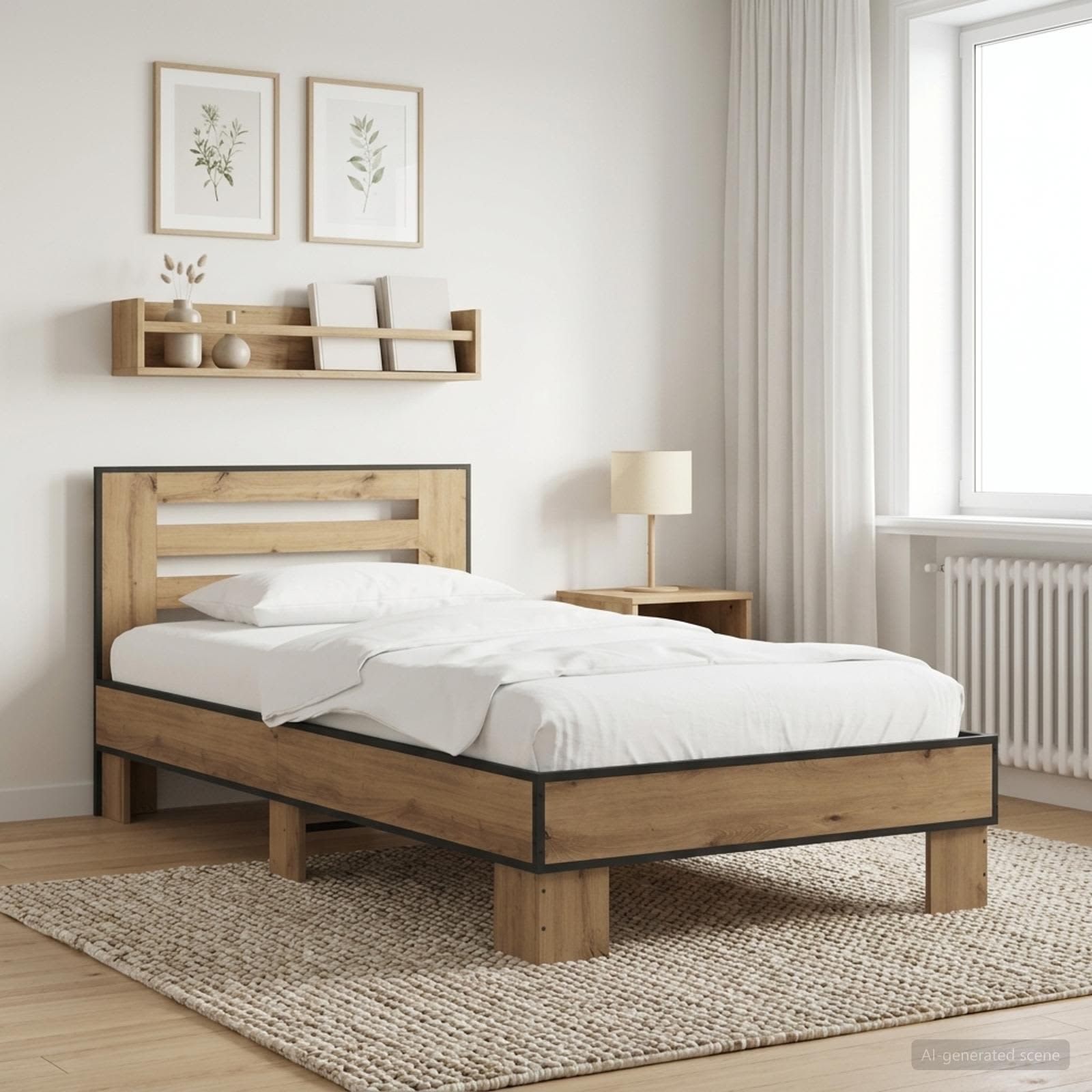 Bedframe met Hoofdeinde Artisanaal eiken 80 x 200 cm is nu te koop bij PeponiXL, paradijselijk wonen!