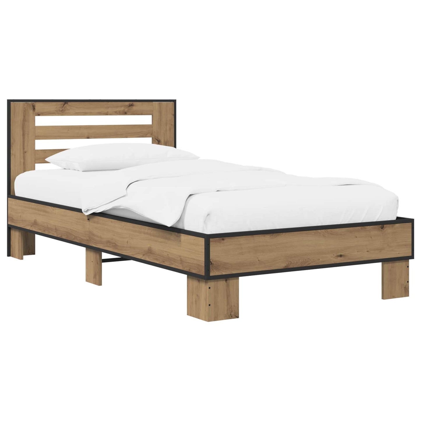 Bedframe met Hoofdeinde Artisanaal eiken 80 x 200 cm is nu te koop bij PeponiXL, paradijselijk wonen!