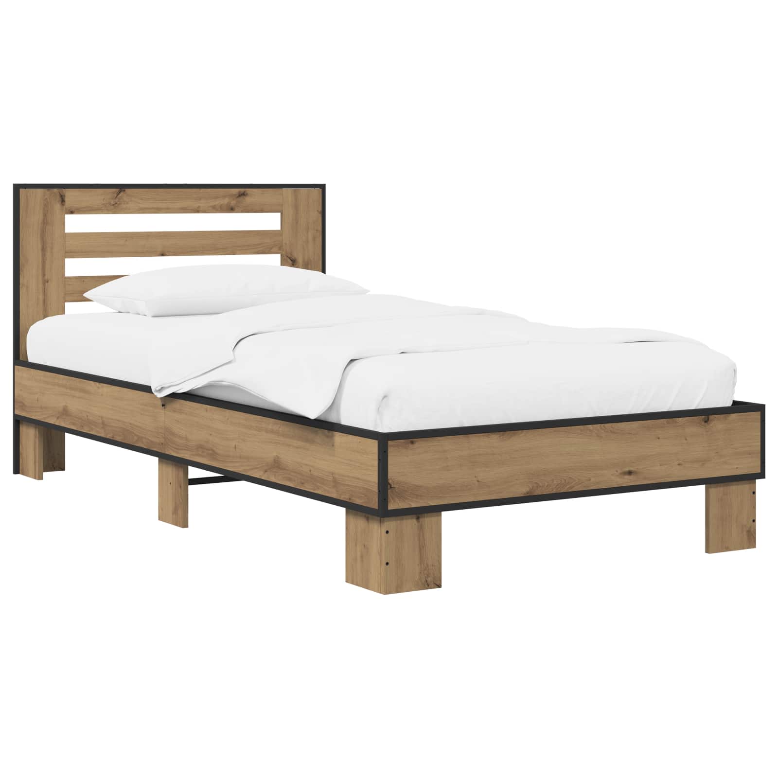 Bedframe met Hoofdeinde Artisanaal eiken 80 x 200 cm is nu te koop bij PeponiXL, paradijselijk wonen!