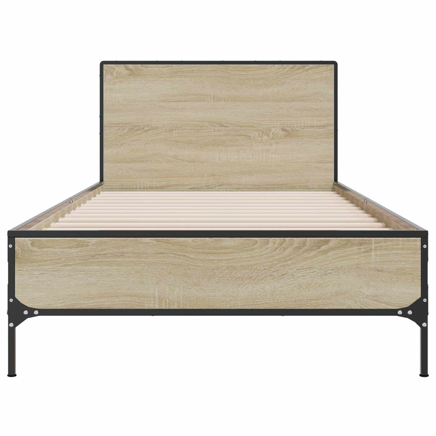 Bedframe met Hoofdeinde Sonoma Eiken 80 x 200 cm Bewerkt hout is nu te koop bij PeponiXL, paradijselijk wonen!