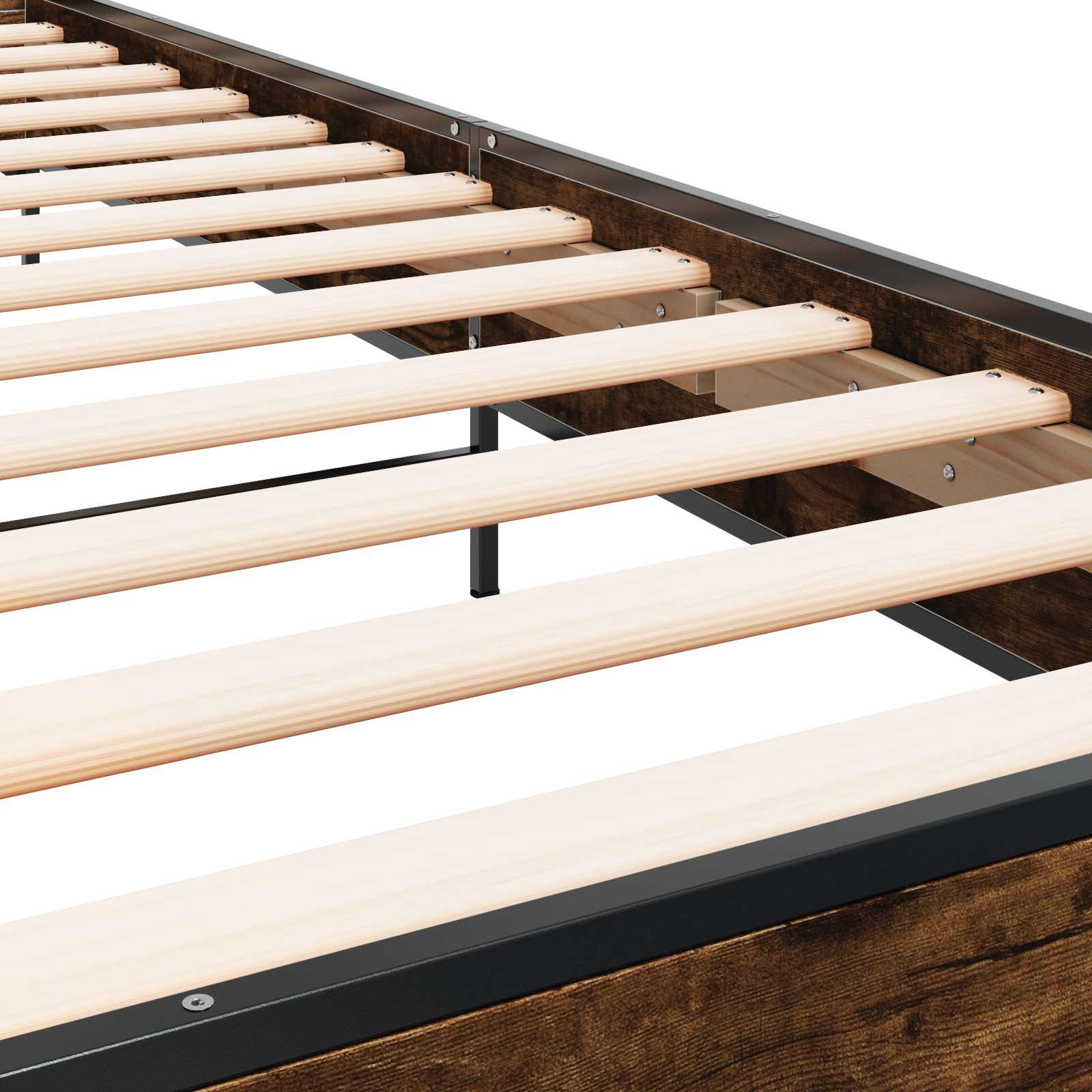 Bedframe met Hoofdeinde Gerookt eiken 80 x 200 cm Bewerkt hout is nu te koop bij PeponiXL, paradijselijk wonen!