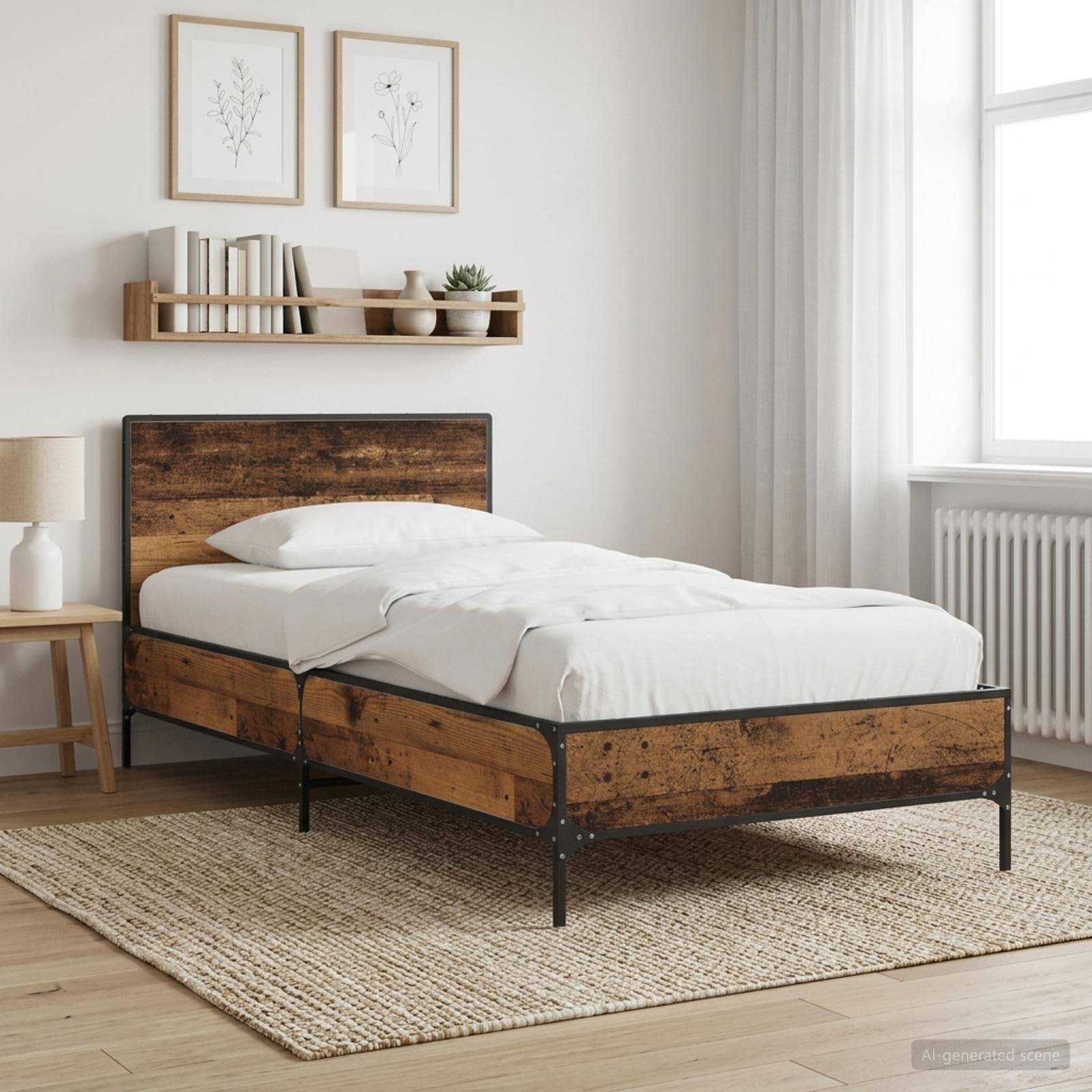 Bedframe met Hoofdeinde Oud hout 80 x 200 cm Bewerkt hout is nu te koop bij PeponiXL, paradijselijk wonen!