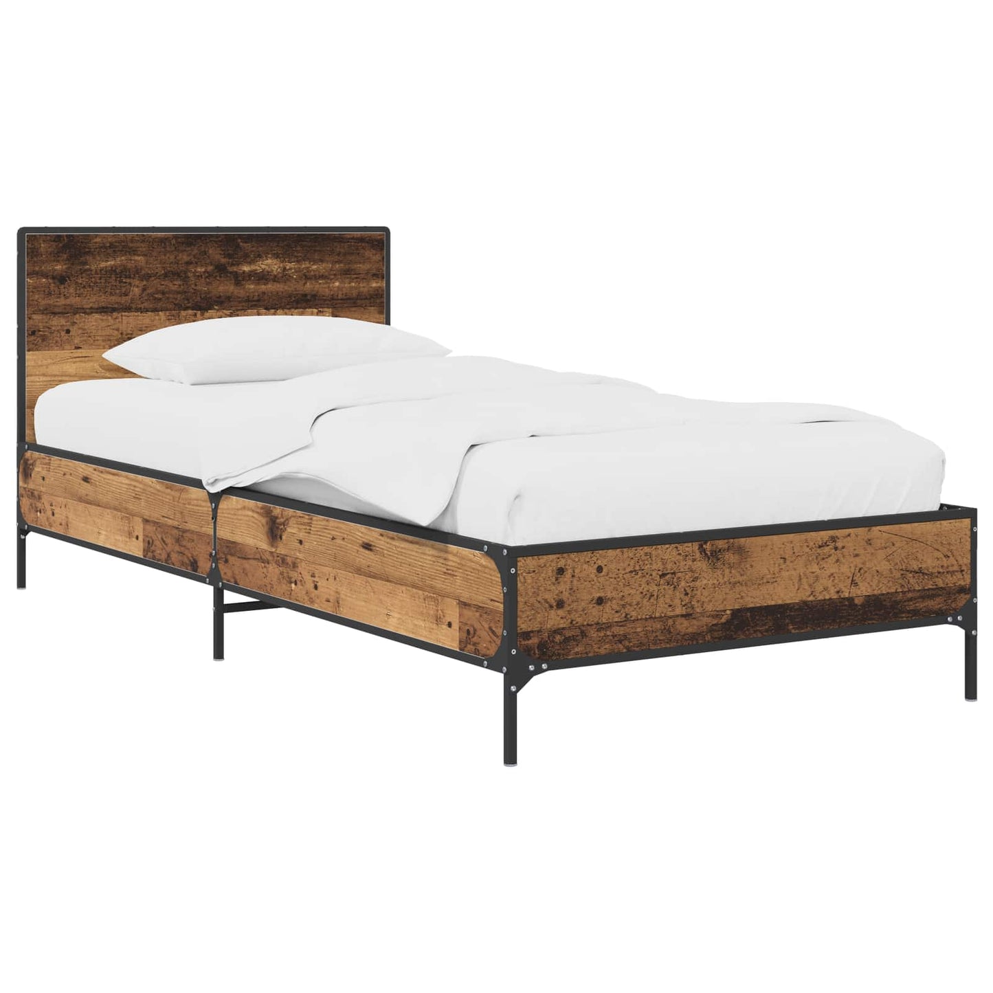 Bedframe met Hoofdeinde Oud hout 80 x 200 cm Bewerkt hout is nu te koop bij PeponiXL, paradijselijk wonen!