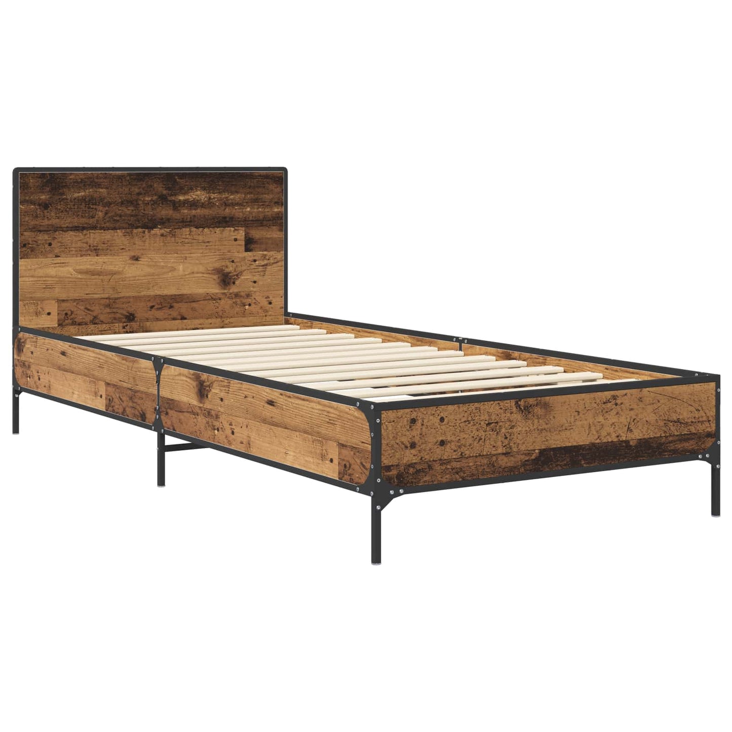 Bedframe met Hoofdeinde Oud hout 80 x 200 cm Bewerkt hout is nu te koop bij PeponiXL, paradijselijk wonen!