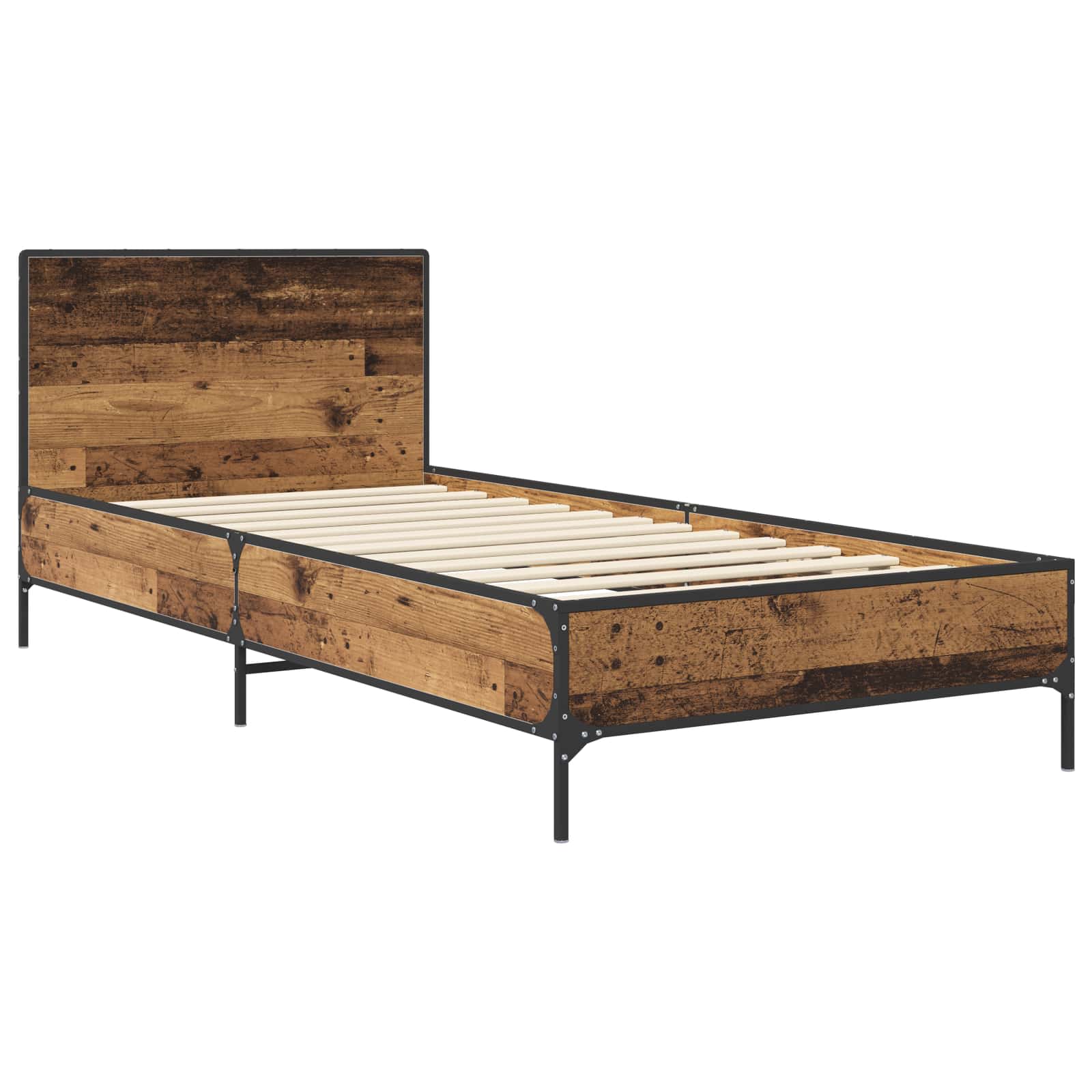 Bedframe met Hoofdeinde Oud hout 80 x 200 cm Bewerkt hout is nu te koop bij PeponiXL, paradijselijk wonen!