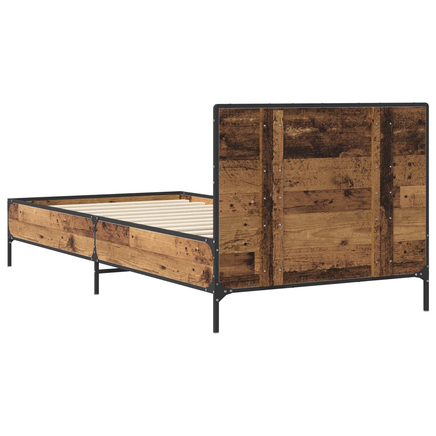 Bedframe met Hoofdeinde Oud hout 80 x 200 cm Bewerkt hout is nu te koop bij PeponiXL, paradijselijk wonen!