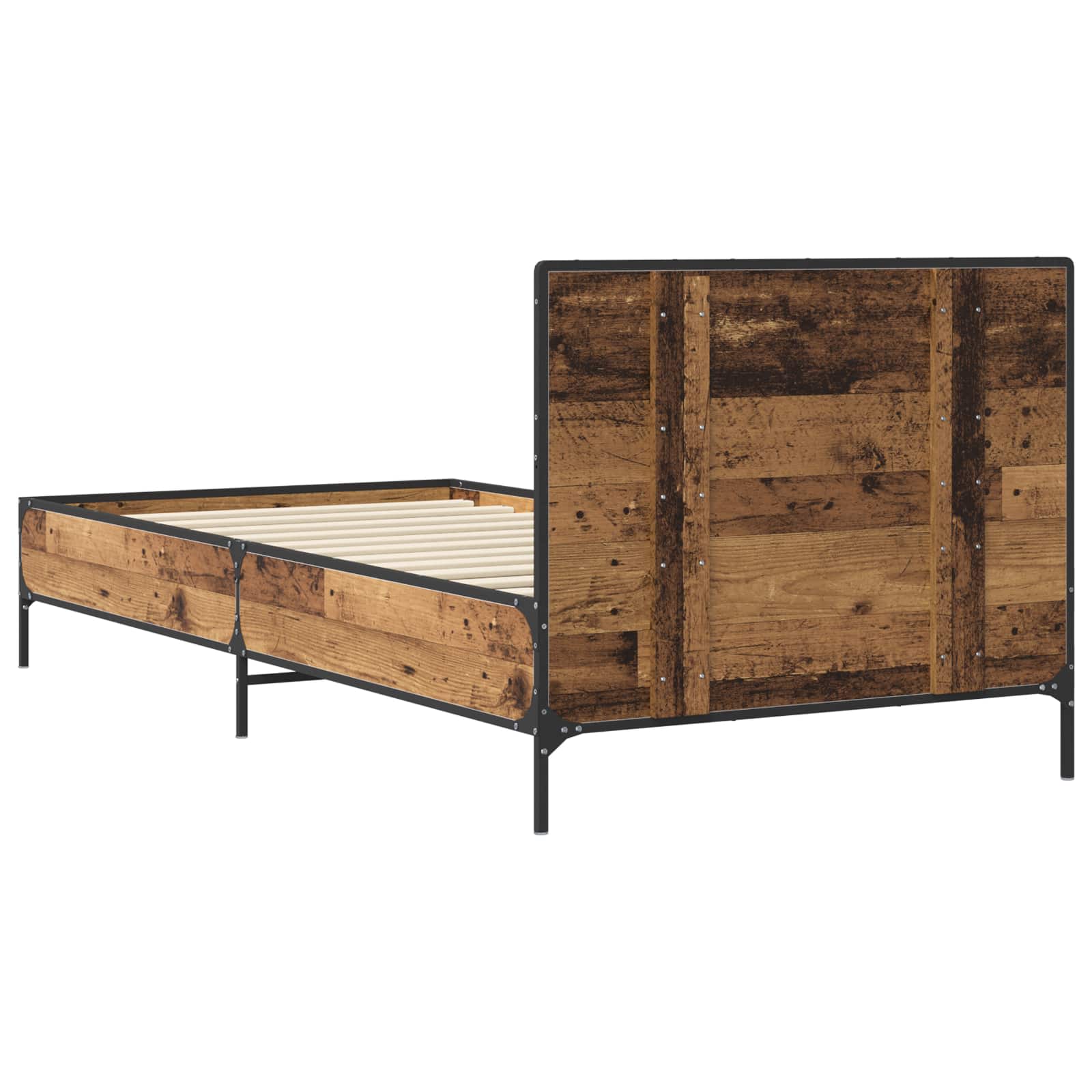 Bedframe met Hoofdeinde Oud hout 80 x 200 cm Bewerkt hout is nu te koop bij PeponiXL, paradijselijk wonen!