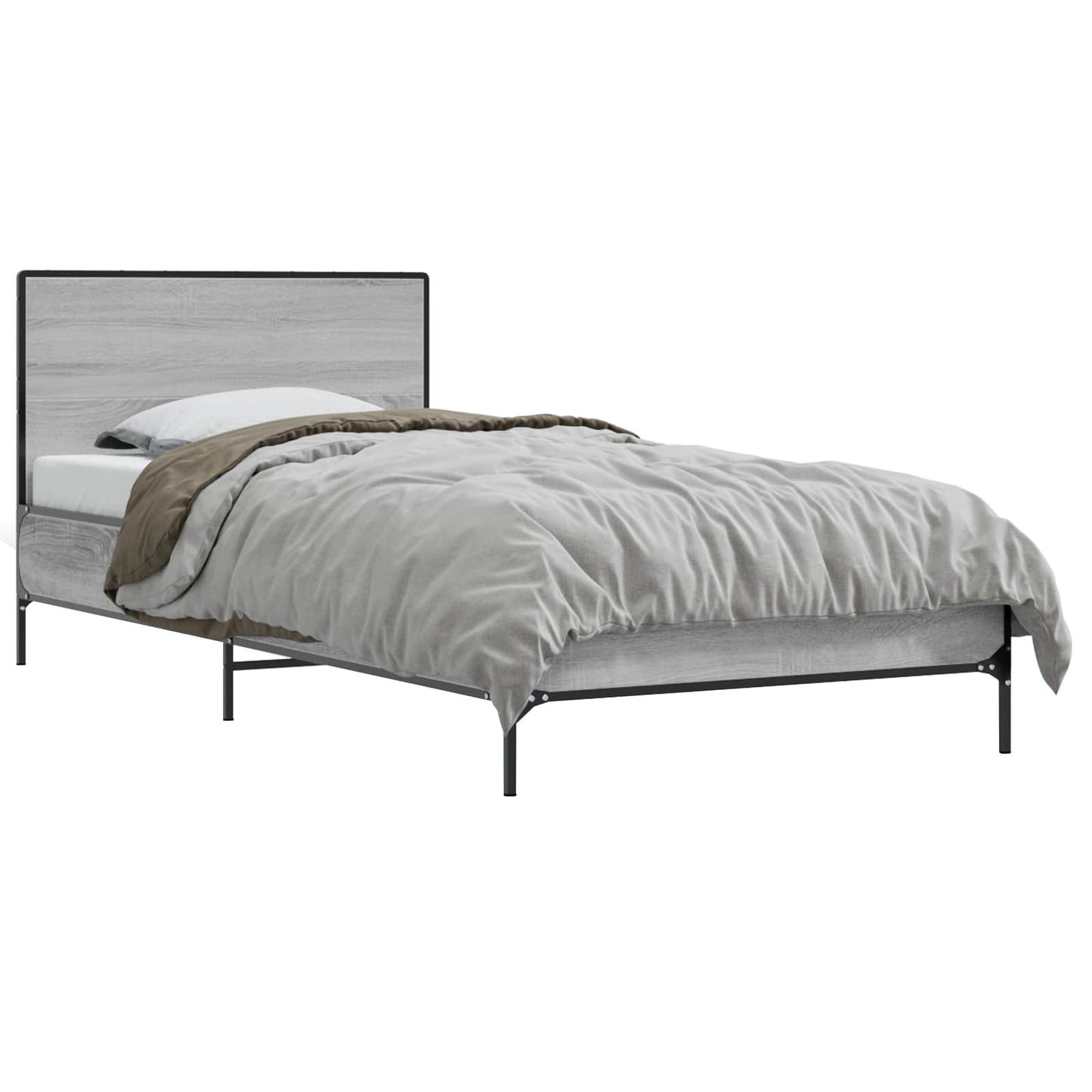 Bedframe met Hoofdeinde Grijs Sonoma 80 x 200 cm Bewerkt hout is nu te koop bij PeponiXL, paradijselijk wonen!