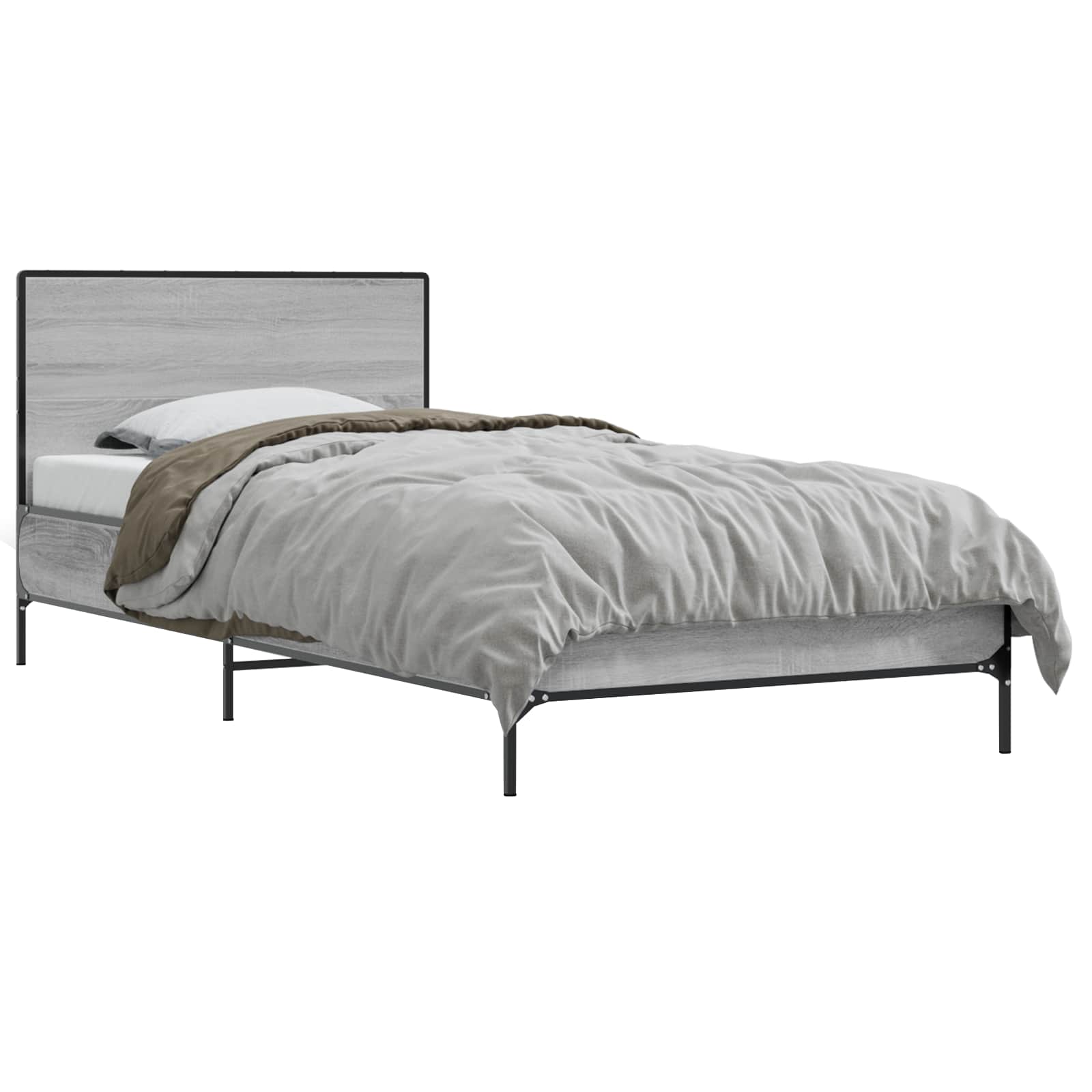 Bedframe met Hoofdeinde Grijs Sonoma 80 x 200 cm Bewerkt hout is nu te koop bij PeponiXL, paradijselijk wonen!