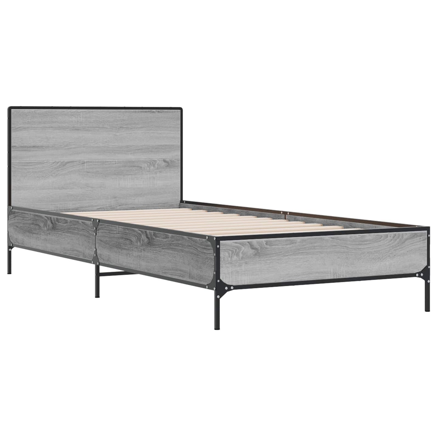 Bedframe met Hoofdeinde Grijs Sonoma 80 x 200 cm Bewerkt hout is nu te koop bij PeponiXL, paradijselijk wonen!