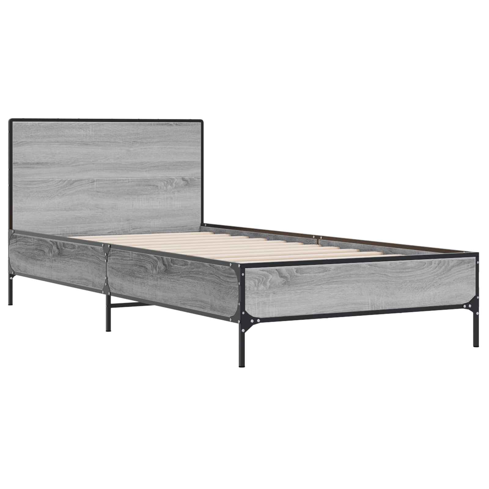 Bedframe met Hoofdeinde Grijs Sonoma 80 x 200 cm Bewerkt hout is nu te koop bij PeponiXL, paradijselijk wonen!