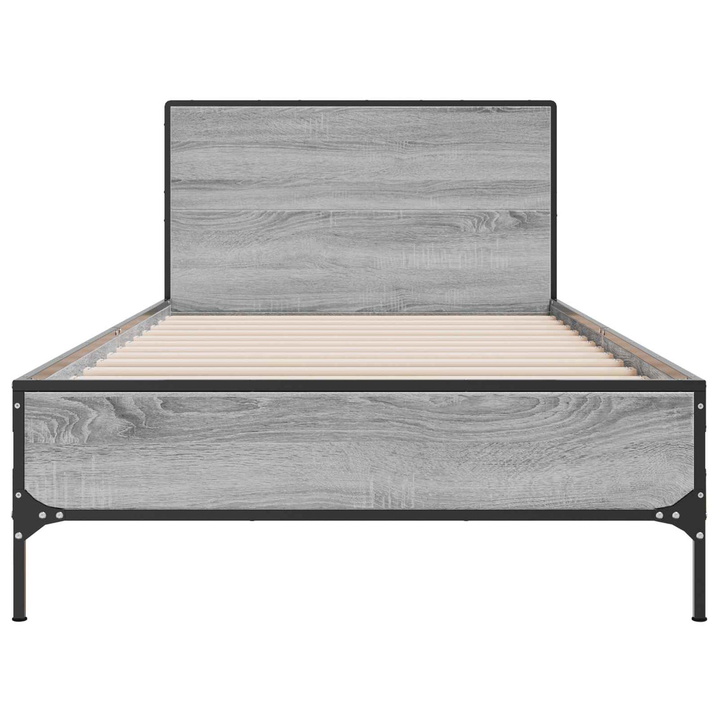 Bedframe met Hoofdeinde Grijs Sonoma 80 x 200 cm Bewerkt hout is nu te koop bij PeponiXL, paradijselijk wonen!