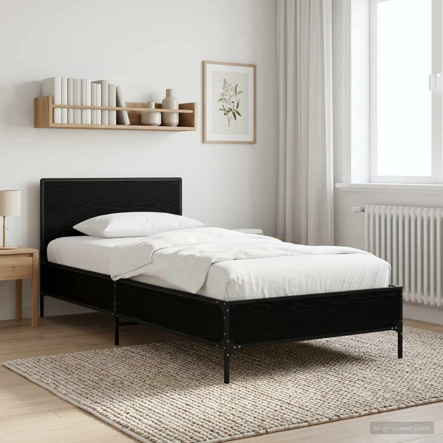 Bedframe met Hoofdeinde Zwart eiken 80 x 200 cm Bewerkt hout is nu te koop bij PeponiXL, paradijselijk wonen!