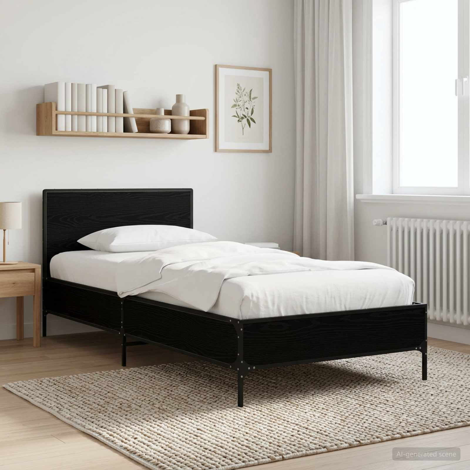 Bedframe met Hoofdeinde Zwart eiken 80 x 200 cm Bewerkt hout is nu te koop bij PeponiXL, paradijselijk wonen!
