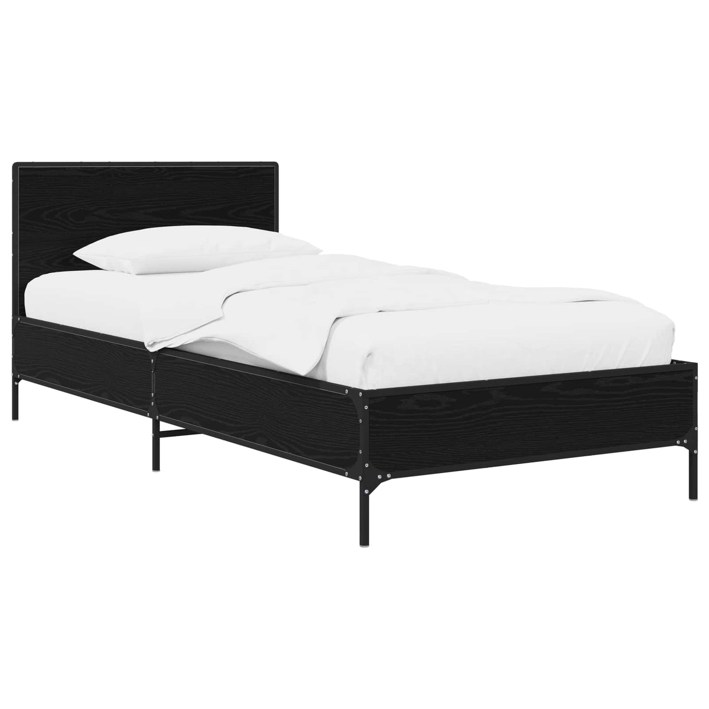 Bedframe met Hoofdeinde Zwart eiken 80 x 200 cm Bewerkt hout is nu te koop bij PeponiXL, paradijselijk wonen!