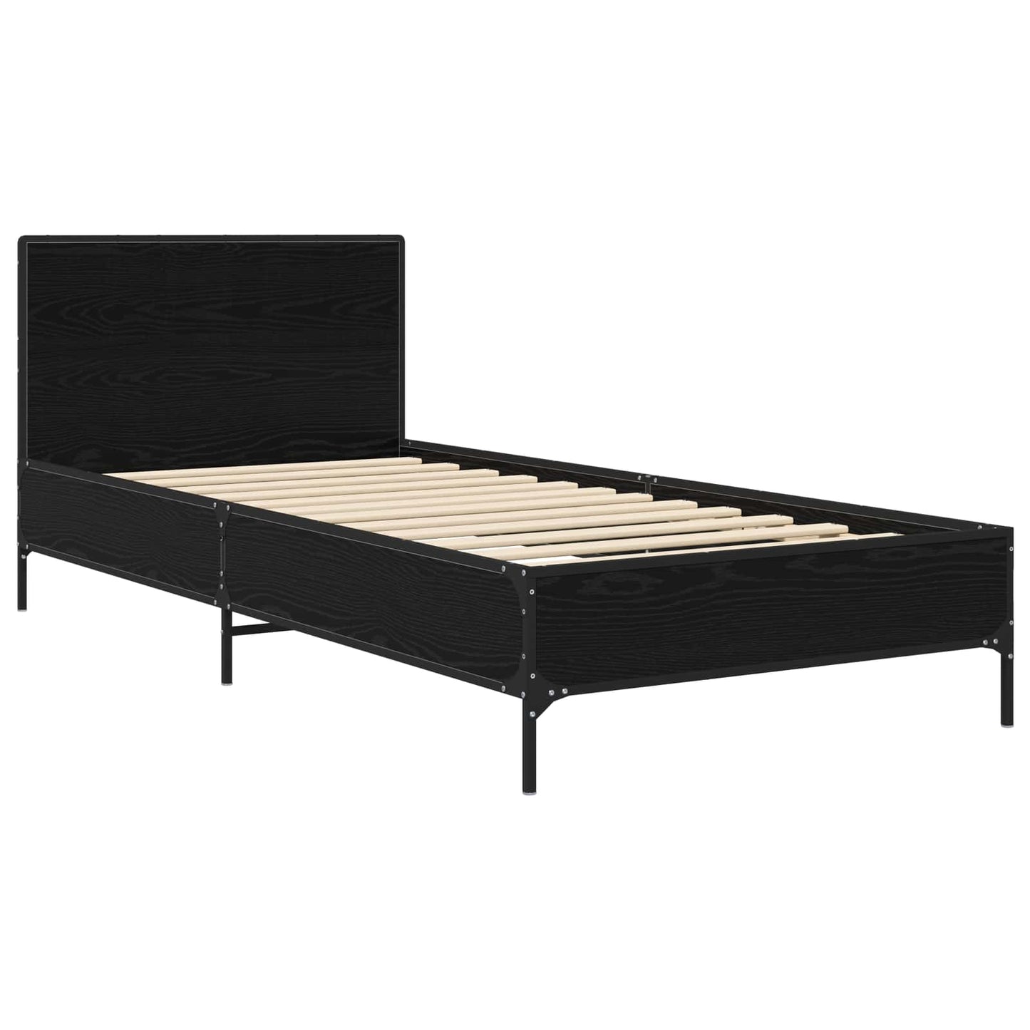 Bedframe met Hoofdeinde Zwart eiken 80 x 200 cm Bewerkt hout is nu te koop bij PeponiXL, paradijselijk wonen!