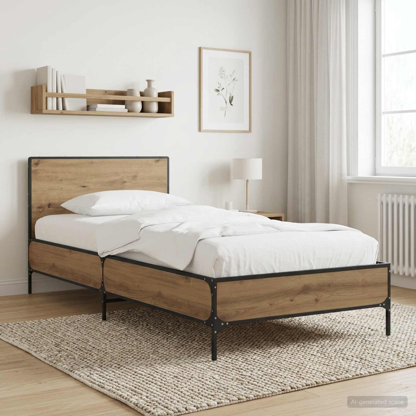 Bedframe met Hoofdeinde Artisanaal eiken 80 x 200 cm is nu te koop bij PeponiXL, paradijselijk wonen!