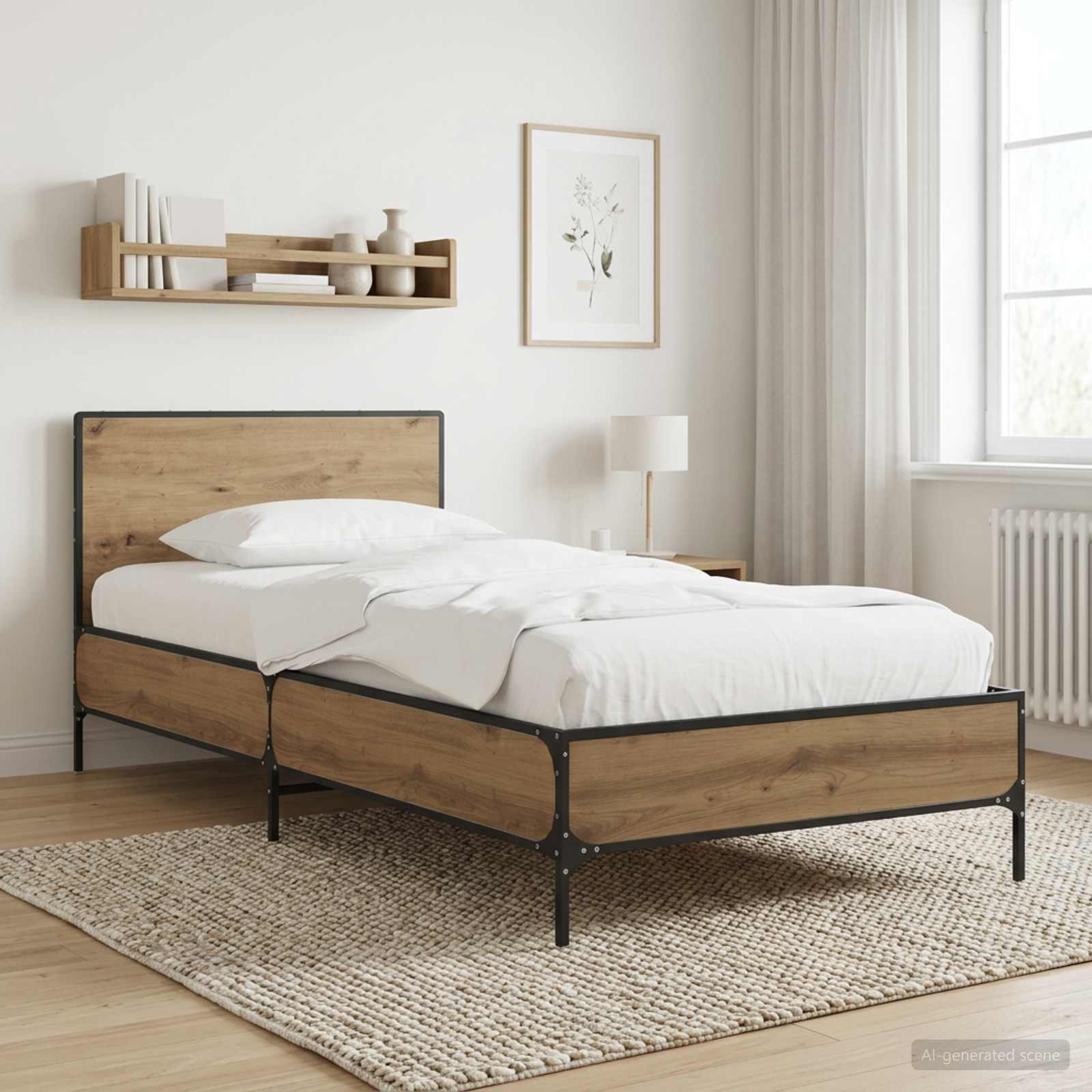 Bedframe met Hoofdeinde Artisanaal eiken 80 x 200 cm is nu te koop bij PeponiXL, paradijselijk wonen!