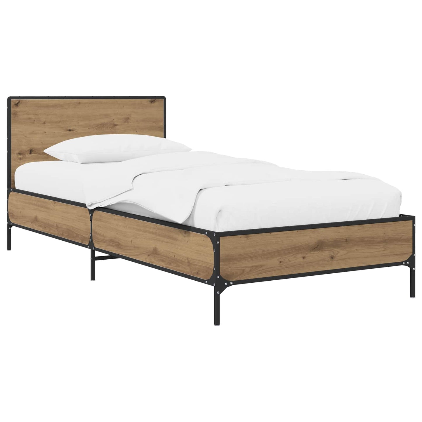 Bedframe met Hoofdeinde Artisanaal eiken 80 x 200 cm is nu te koop bij PeponiXL, paradijselijk wonen!