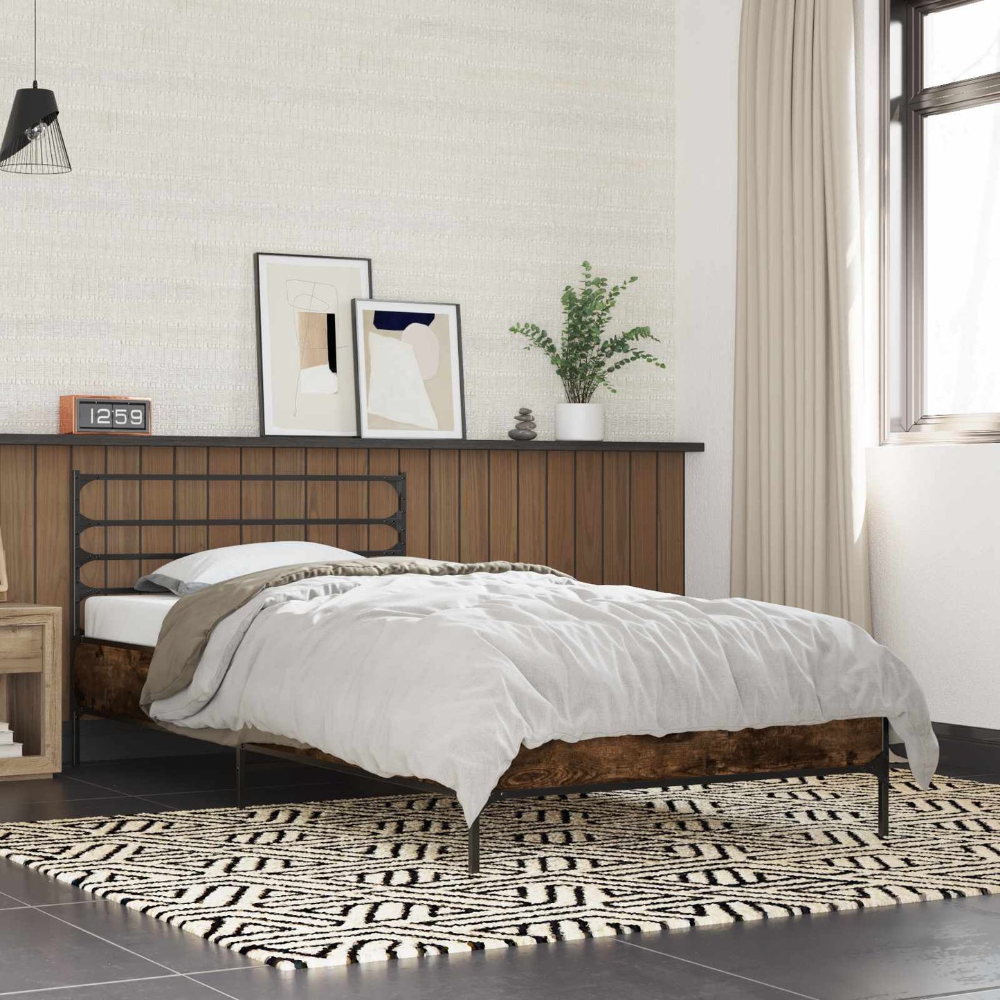 Bedframe Gerookt eiken 80 x 200 cm Bewerkt hout is nu te koop bij PeponiXL, paradijselijk wonen!