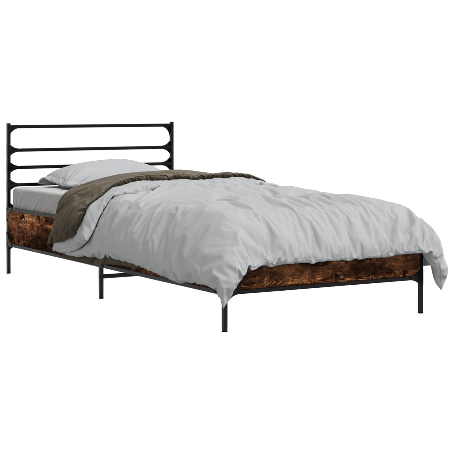 Bedframe Gerookt eiken 80 x 200 cm Bewerkt hout is nu te koop bij PeponiXL, paradijselijk wonen!
