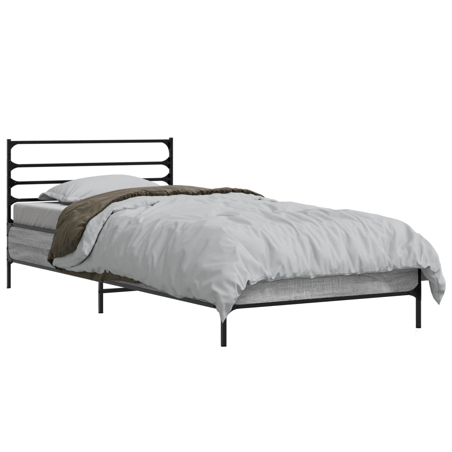 Bedframe Grijs Sonoma 80 x 200 cm Bewerkt hout is nu te koop bij PeponiXL, paradijselijk wonen!
