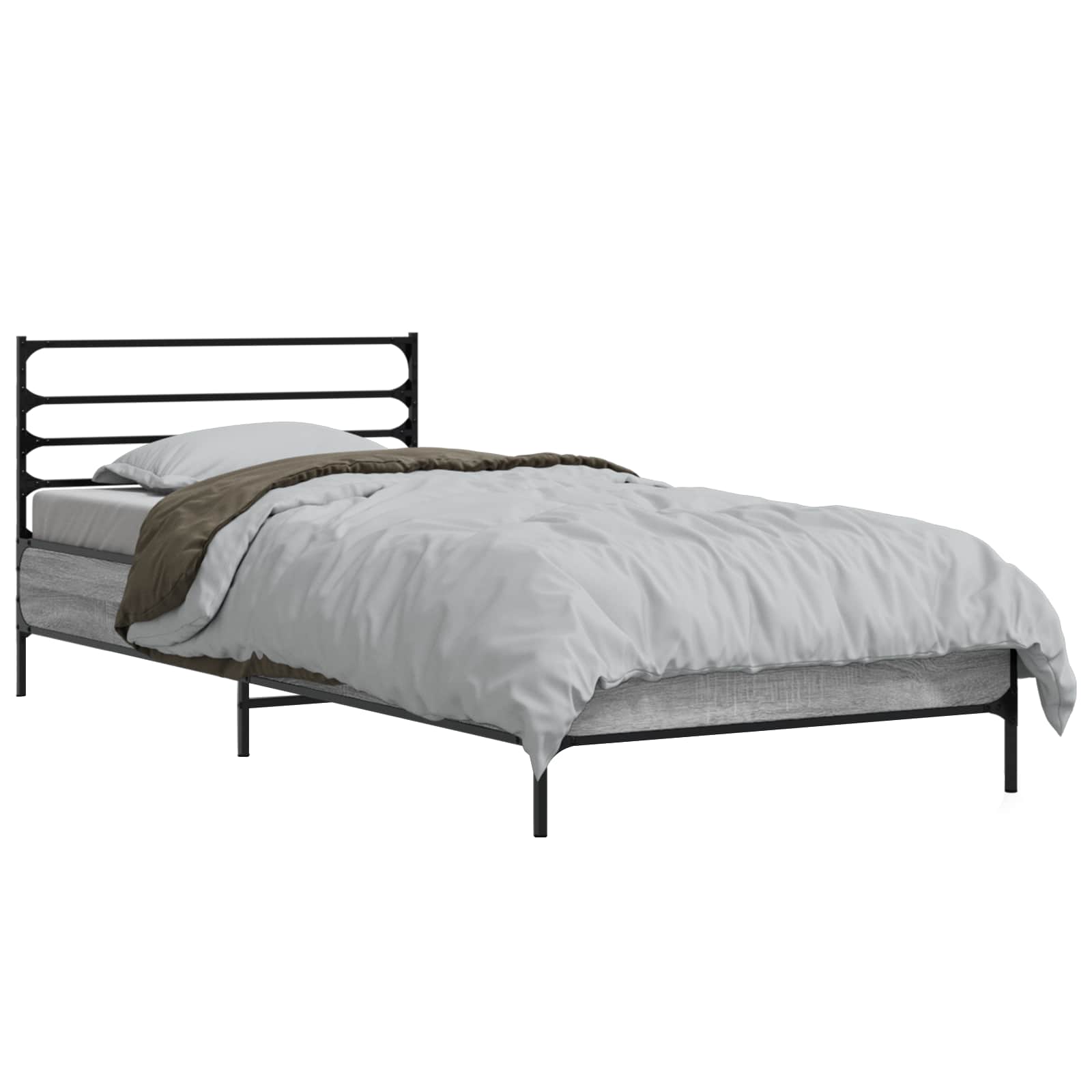 Bedframe Grijs Sonoma 80 x 200 cm Bewerkt hout is nu te koop bij PeponiXL, paradijselijk wonen!