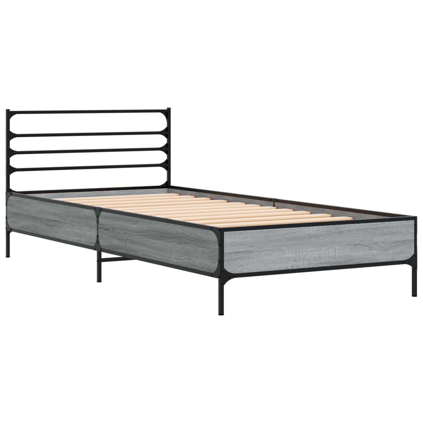 Bedframe Grijs Sonoma 80 x 200 cm Bewerkt hout is nu te koop bij PeponiXL, paradijselijk wonen!
