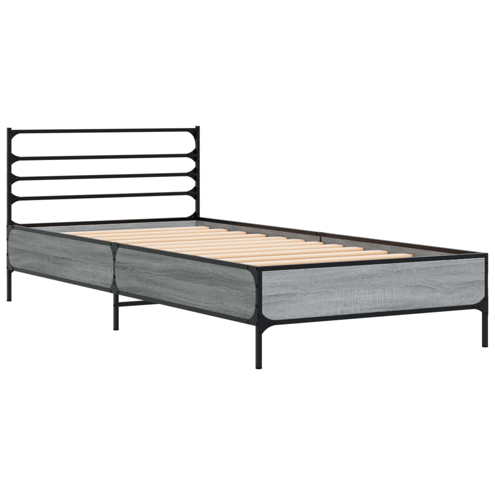 Bedframe Grijs Sonoma 80 x 200 cm Bewerkt hout is nu te koop bij PeponiXL, paradijselijk wonen!