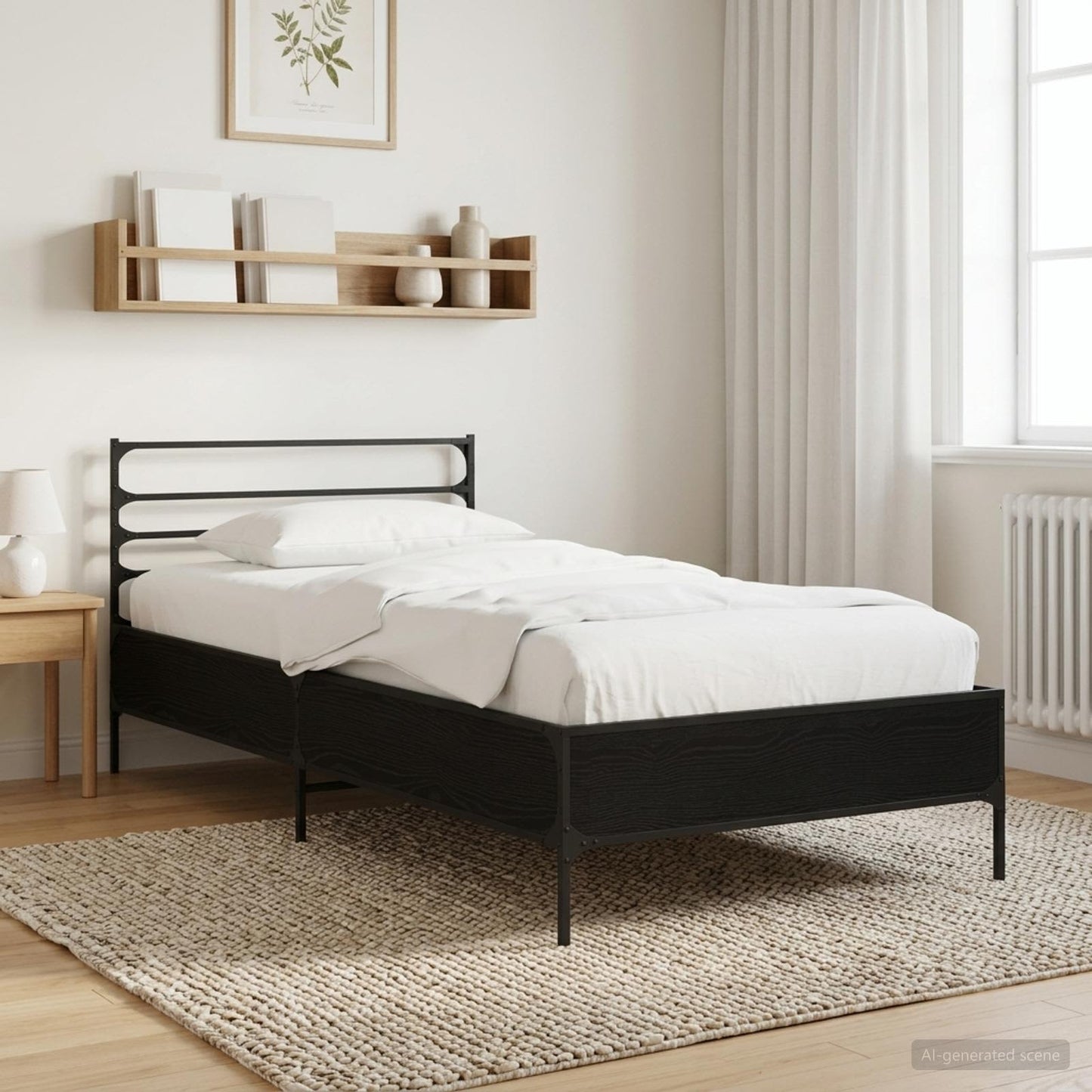 Bedframe Zwart eiken 80 x 200 cm Bewerkt hout is nu te koop bij PeponiXL, paradijselijk wonen!