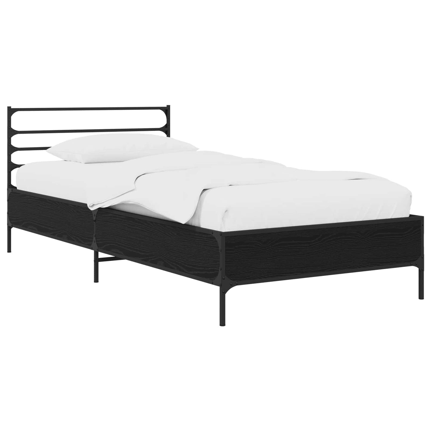 Bedframe Zwart eiken 80 x 200 cm Bewerkt hout is nu te koop bij PeponiXL, paradijselijk wonen!