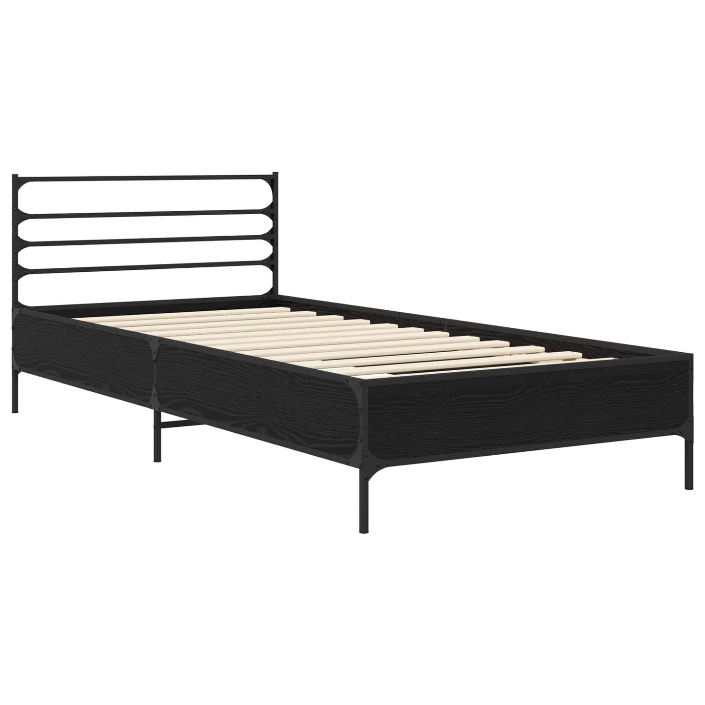 Bedframe Zwart eiken 80 x 200 cm Bewerkt hout is nu te koop bij PeponiXL, paradijselijk wonen!
