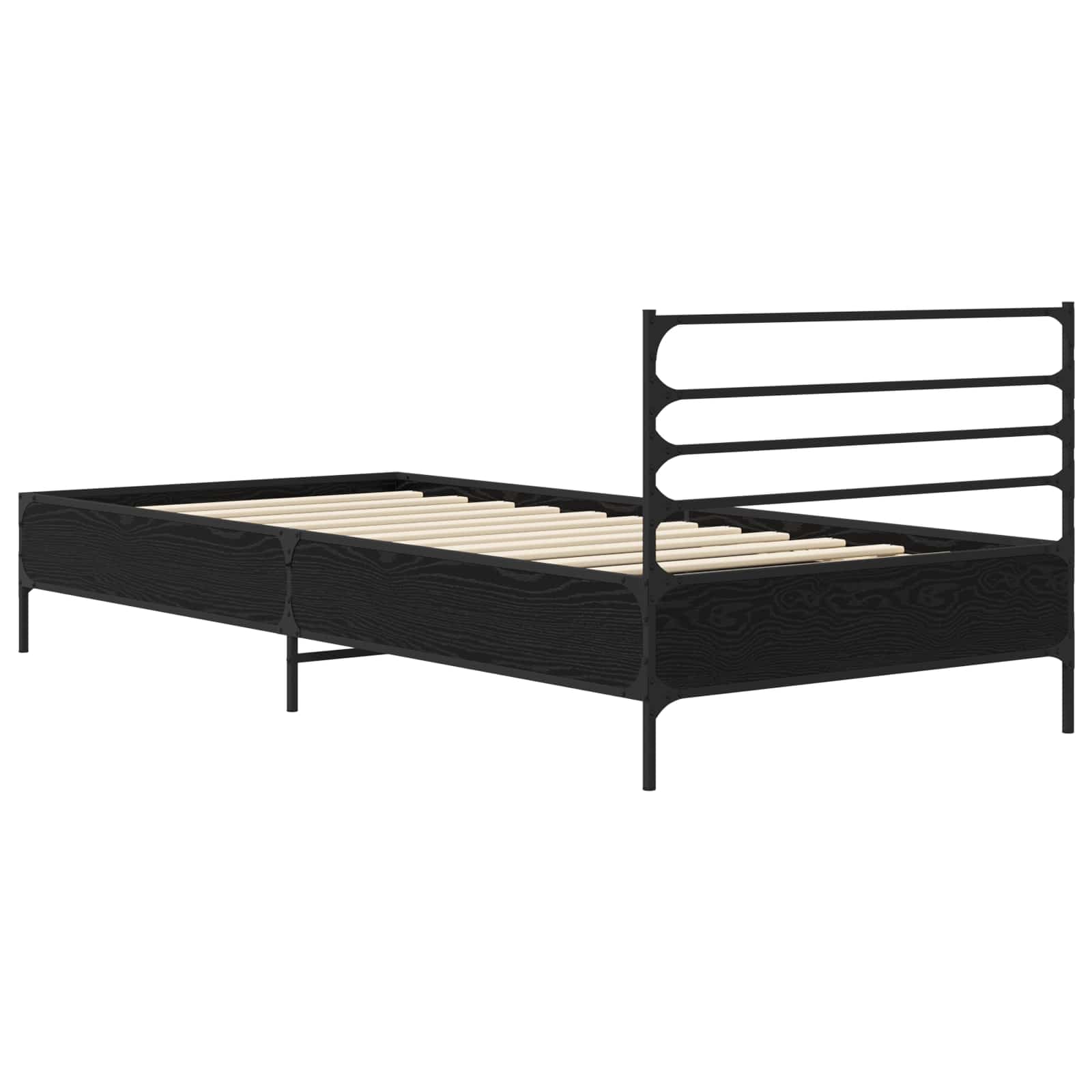 Bedframe Zwart eiken 80 x 200 cm Bewerkt hout is nu te koop bij PeponiXL, paradijselijk wonen!