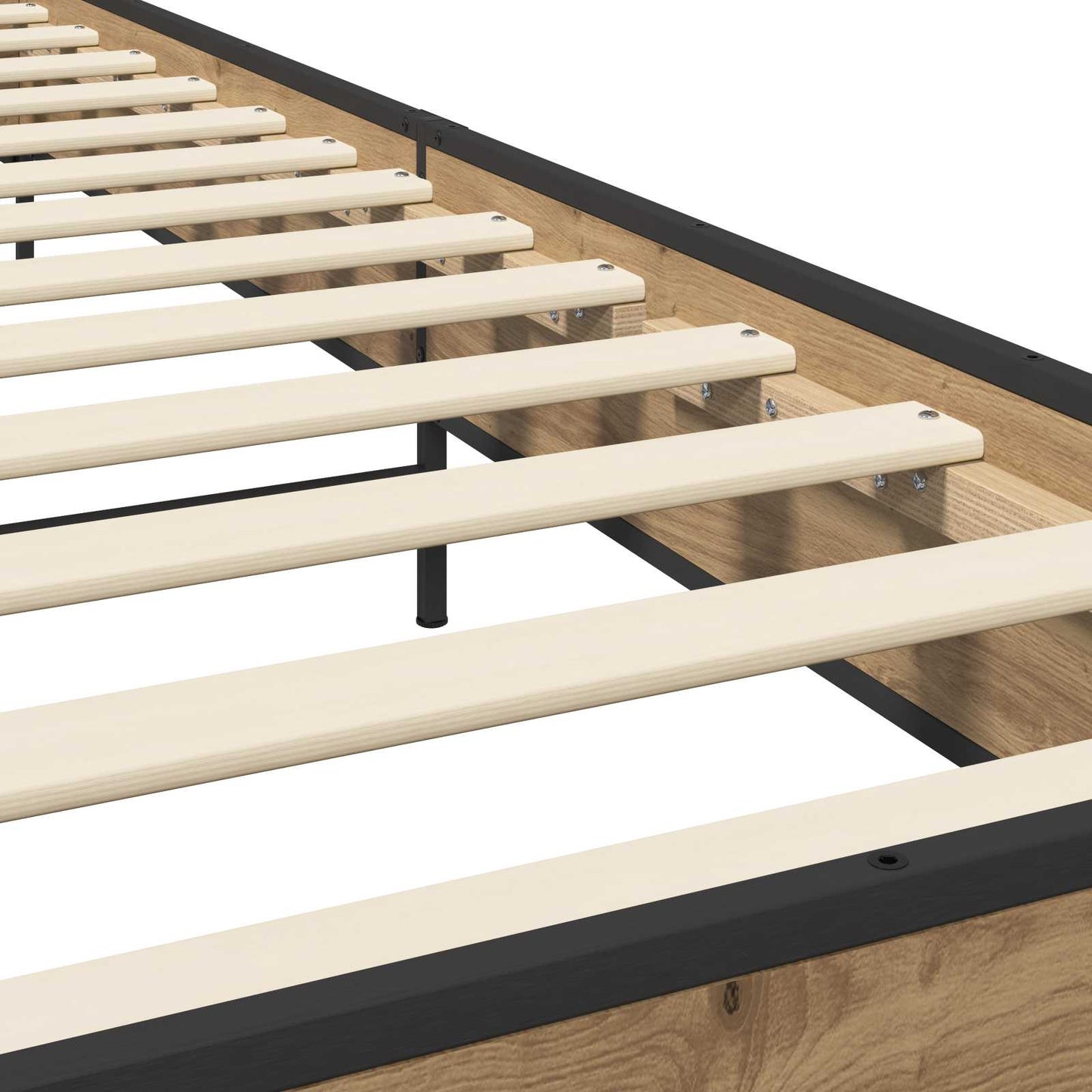 Bedframe Artisanaal eiken 80 x 200 cm Bewerkt hout is nu te koop bij PeponiXL, paradijselijk wonen!