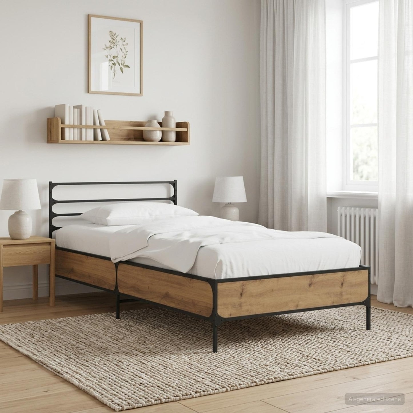 Bedframe Artisanaal eiken 80 x 200 cm Bewerkt hout is nu te koop bij PeponiXL, paradijselijk wonen!