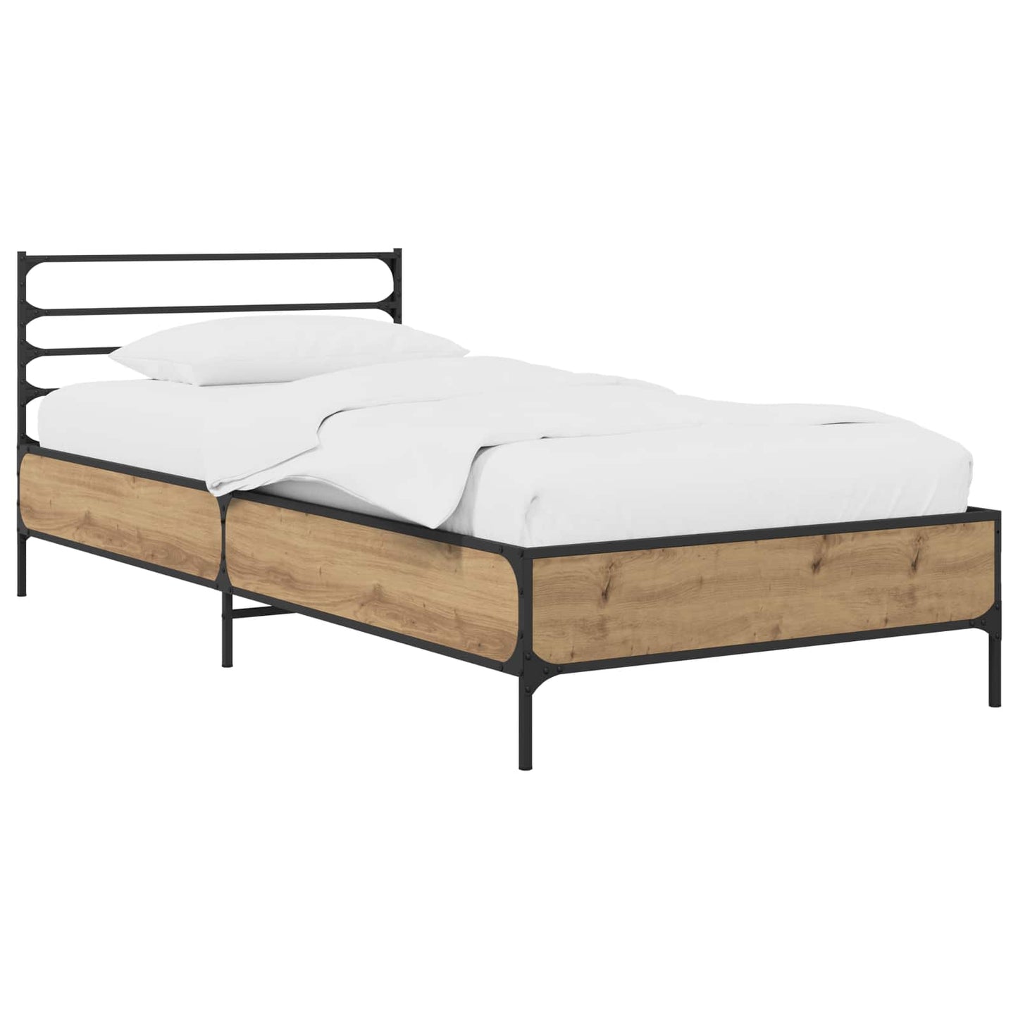 Bedframe Artisanaal eiken 80 x 200 cm Bewerkt hout is nu te koop bij PeponiXL, paradijselijk wonen!