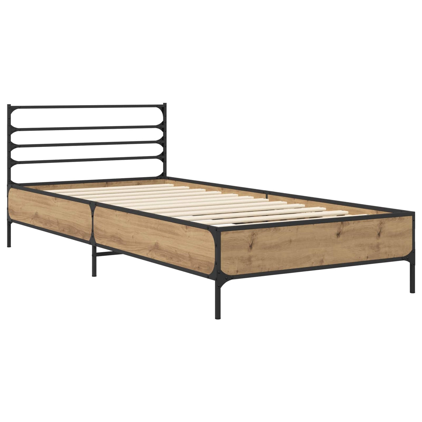 Bedframe Artisanaal eiken 80 x 200 cm Bewerkt hout is nu te koop bij PeponiXL, paradijselijk wonen!